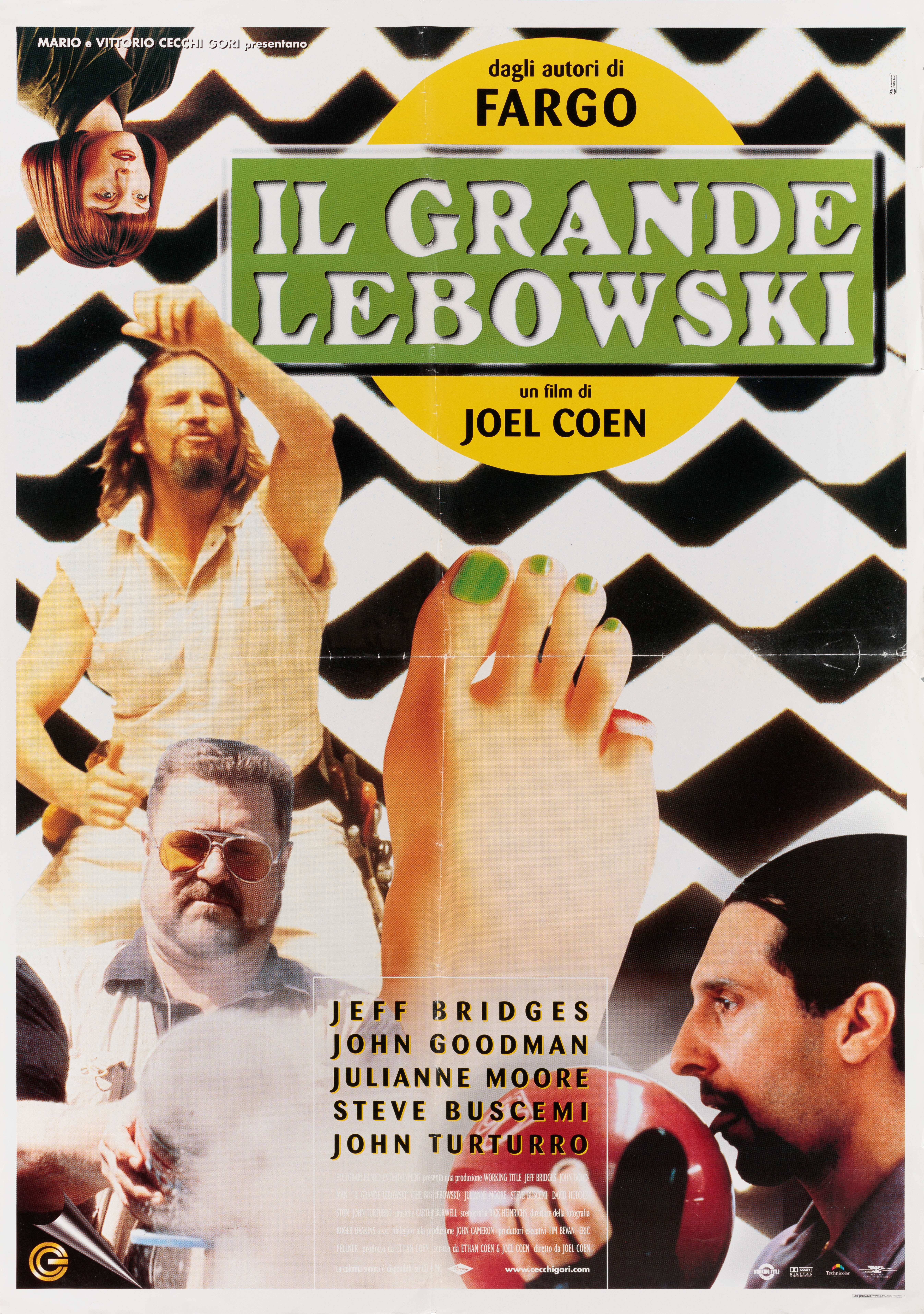 Большой Лебовски (The Big Lebowski, 1998), режиссёры братья Коэн, итальянский постер к фильму, 1998 год