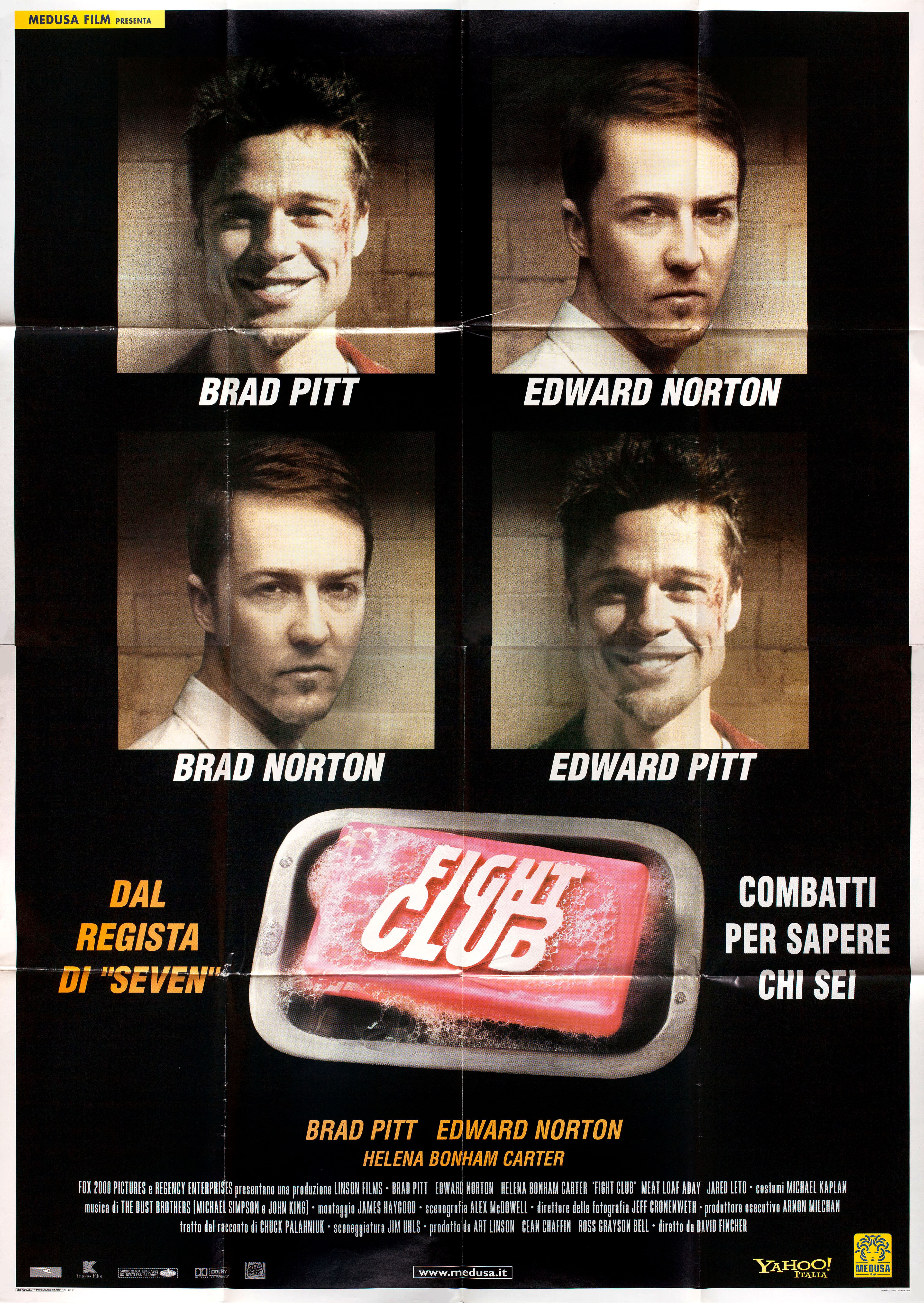 Бойцовский клуб (Fight Club, 1999), режиссёр Дэвид Финчер, итальянский постер к фильму, 1999 год