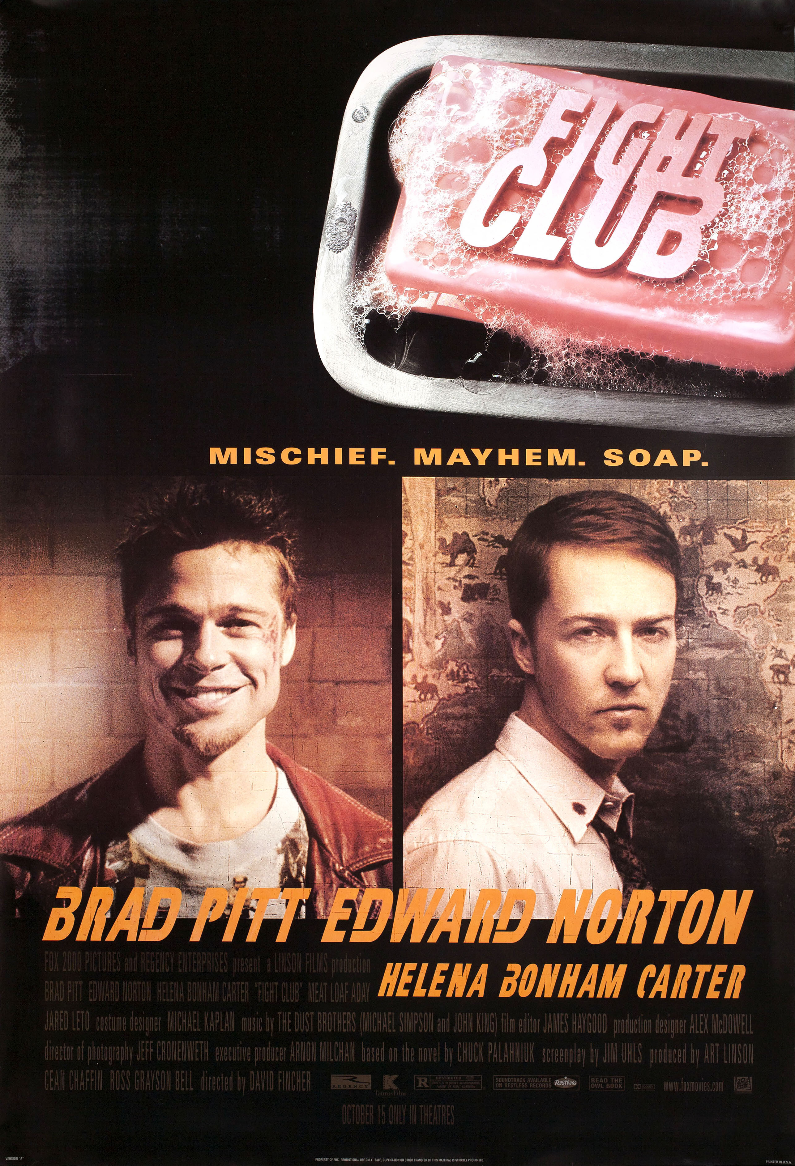 Бойцовский клуб (Fight Club, 1999), режиссёр Дэвид Финчер, американский постер к фильму, 1999 год (6)