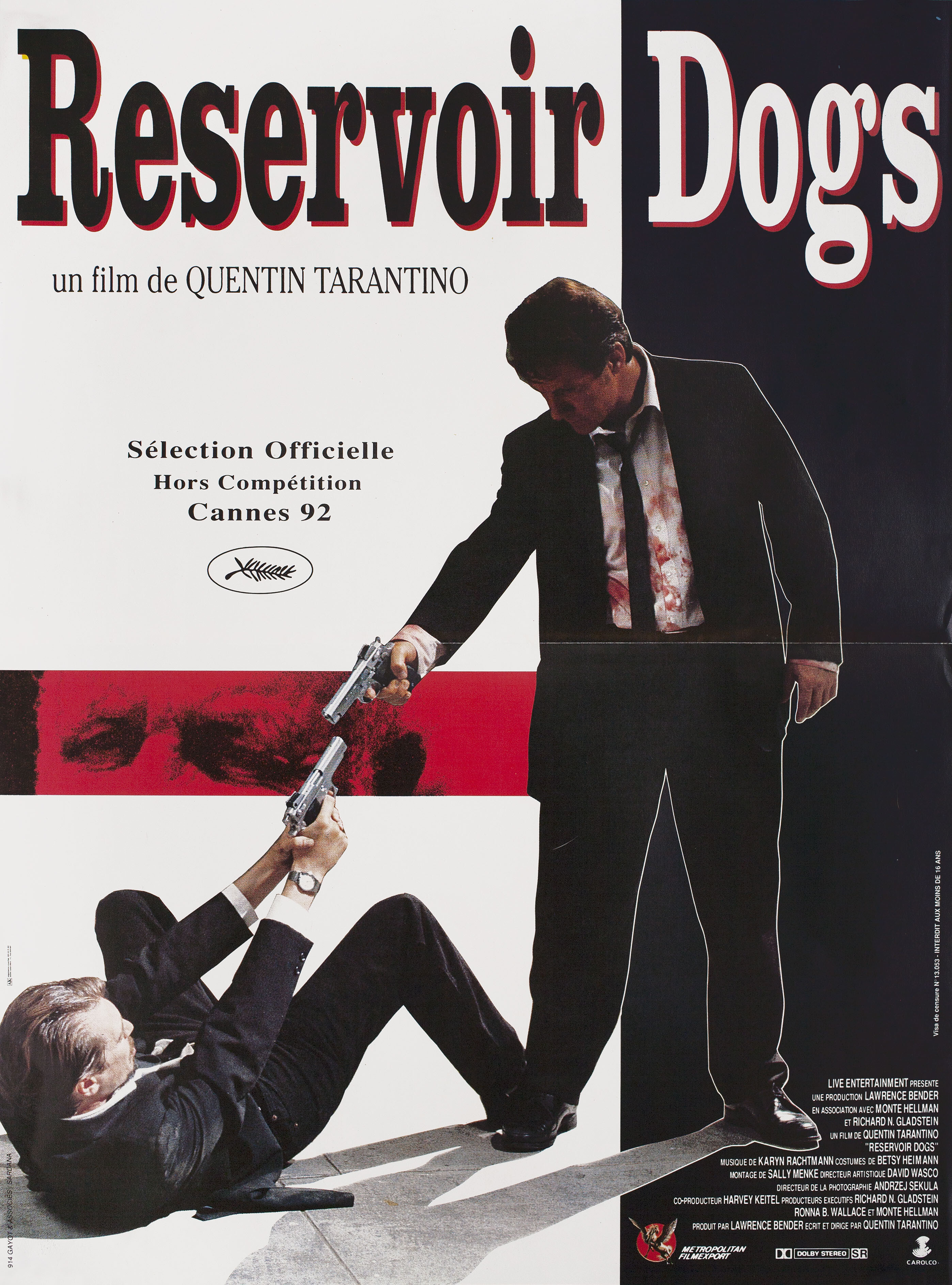 Бешеные псы (Reservoir Dogs, 1992), режиссёр Квентин Тарантино, французский постер к фильму, 1992 год