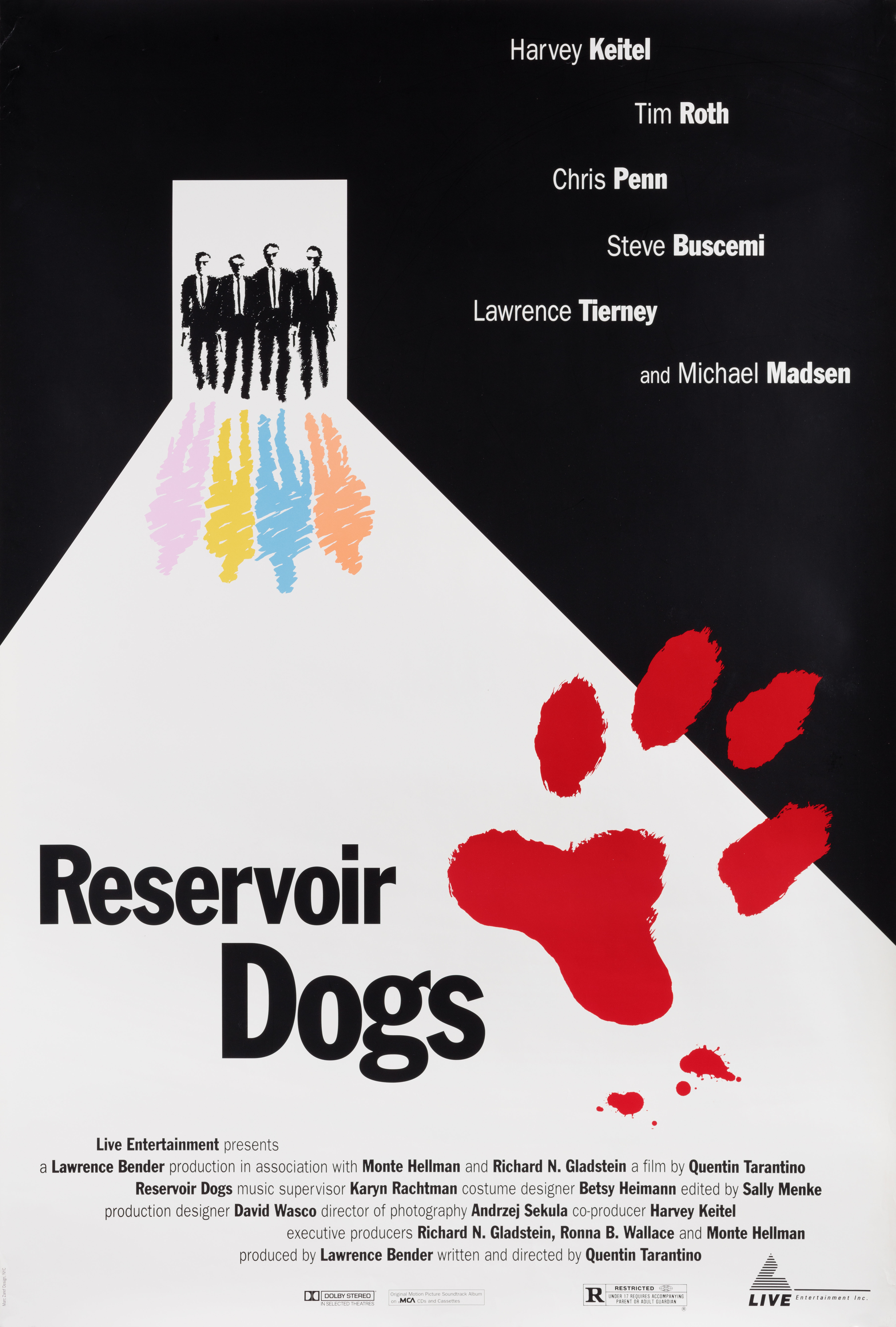 Бешеные псы (Reservoir Dogs, 1992), режиссёр Квентин Тарантино, американский постер к фильму, автор Марк Зареф, 1992 год