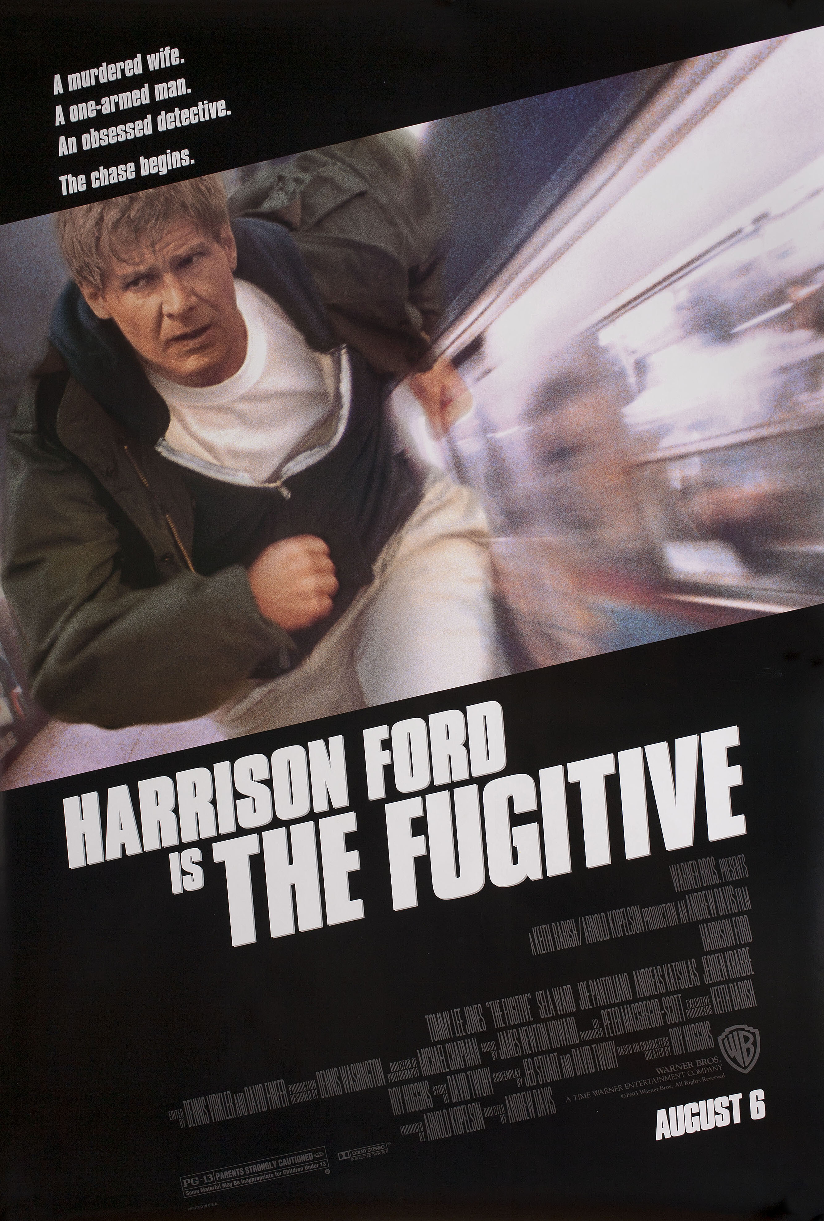 Беглец (The Fugitive, 1993), режиссёр Эндрю Дэвис, американский постер к фильму, 1993 год