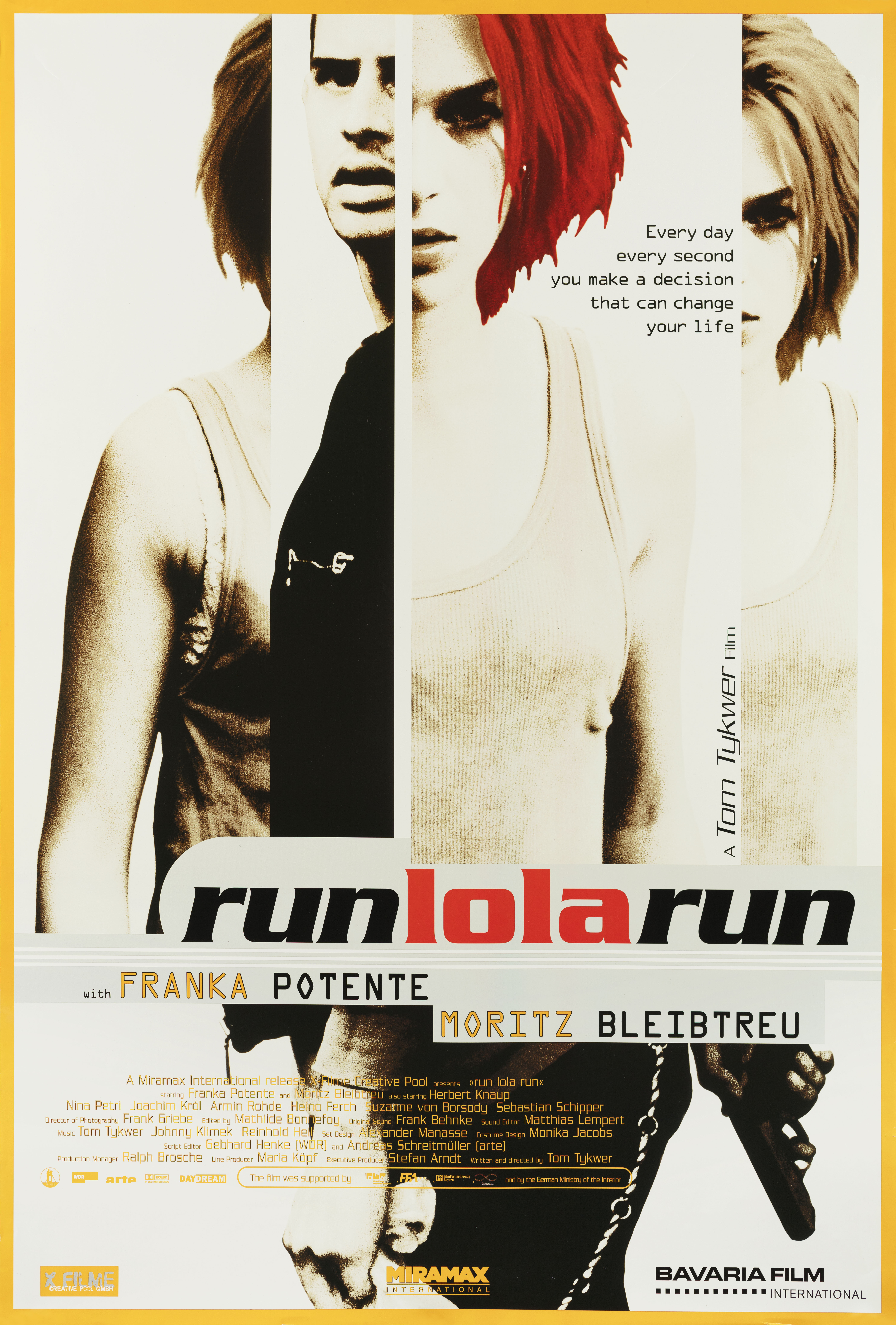 Беги, Лола, беги (Run Lola Run, 1998), режиссёр Том Тыквер, американский постер к фильму, 1999 год
