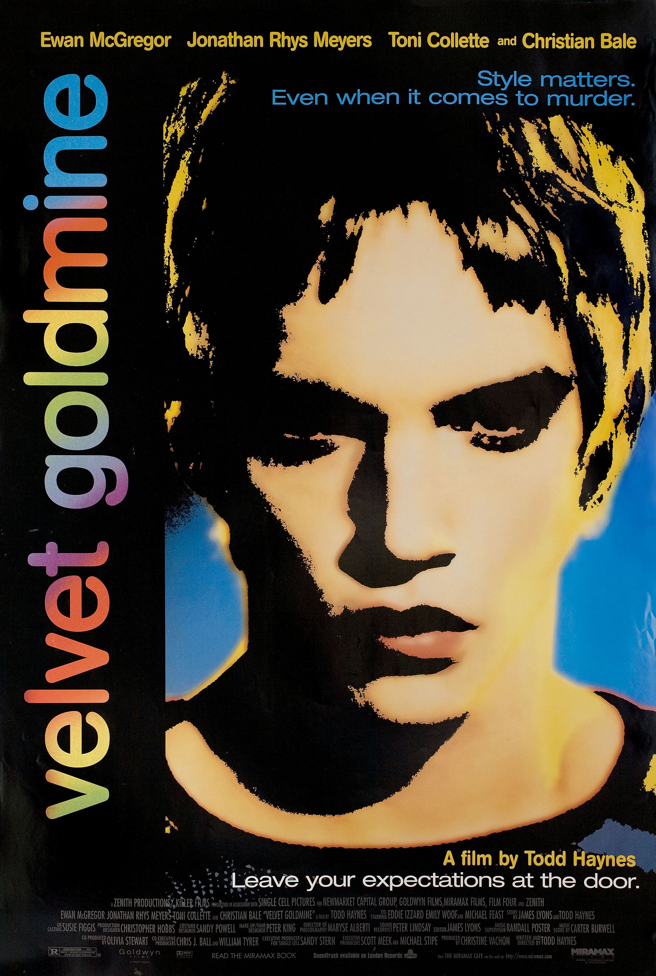 Бархатная золотая жила (Velvet Goldmine, 1998), режиссёр Тодд Хейнс, американский постер к фильму, 1998 год