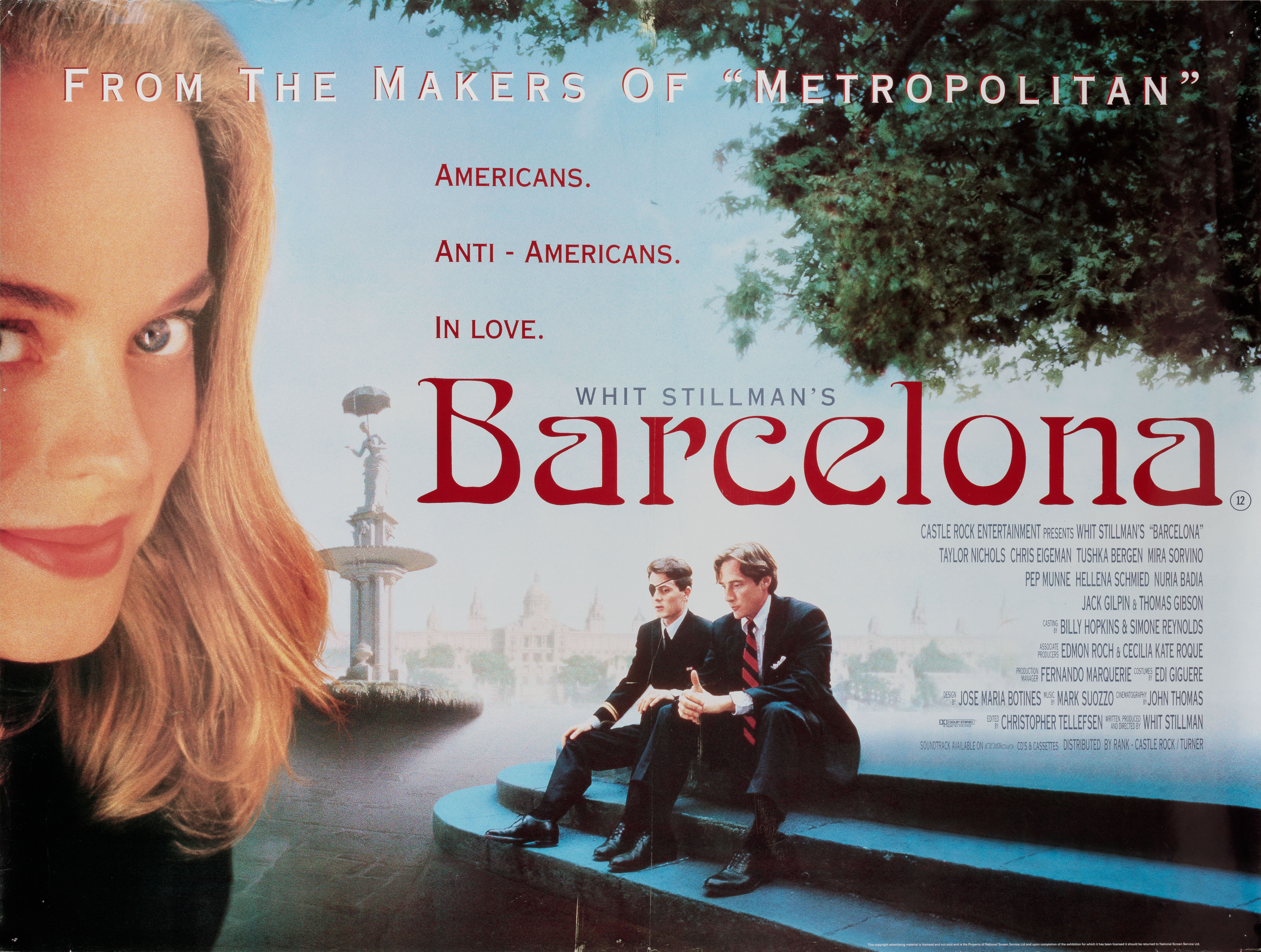 Барселона (Barcelona, 1994), режиссёр Уит Стиллман, британский постер к фильму, 1994 год