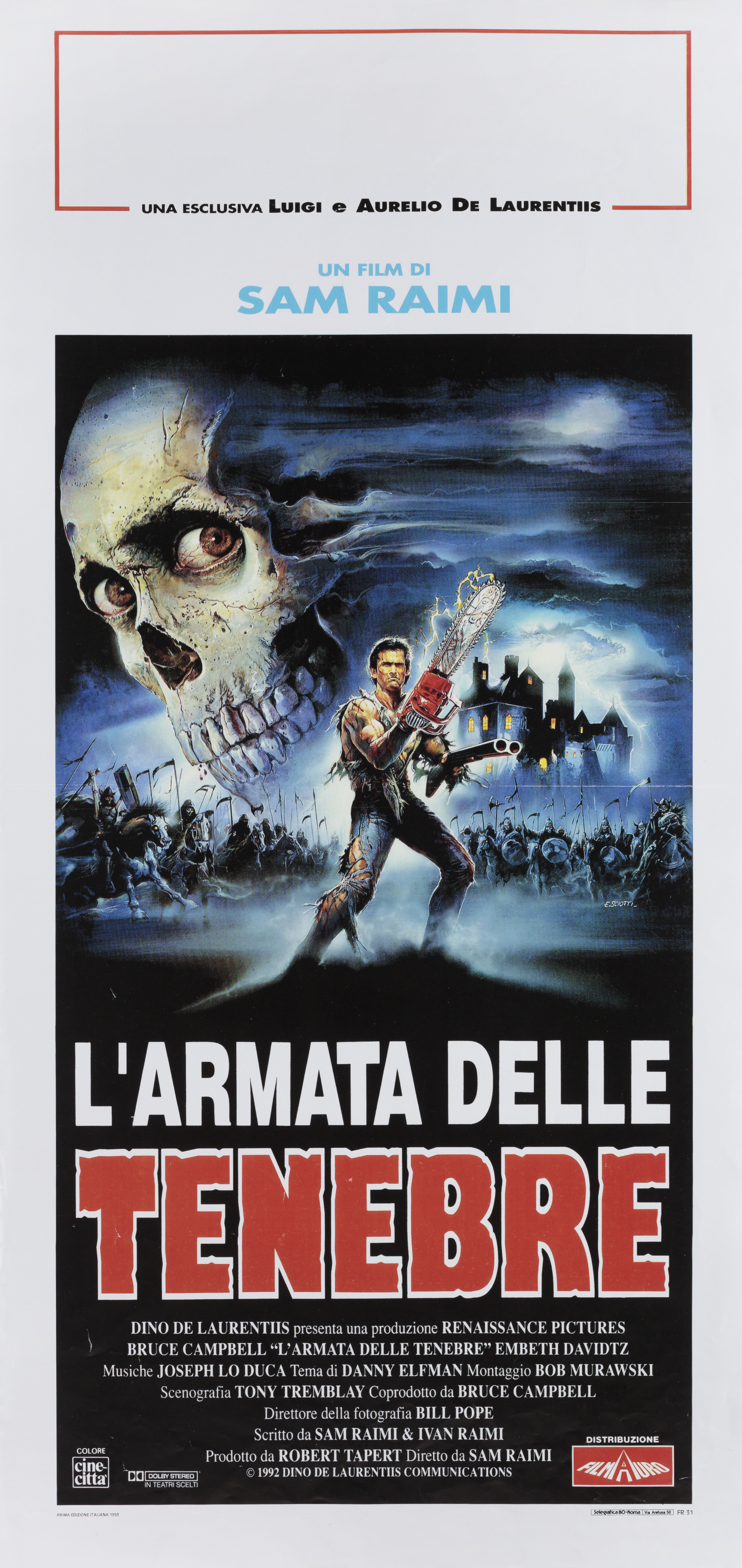 Зловещие мертвецы 3: Армия тьмы (Army of Darkness, 1992), режиссёр Сэм Рэйми, итальянский постер к фильму, автор Энцо Скиотти, 1993 год