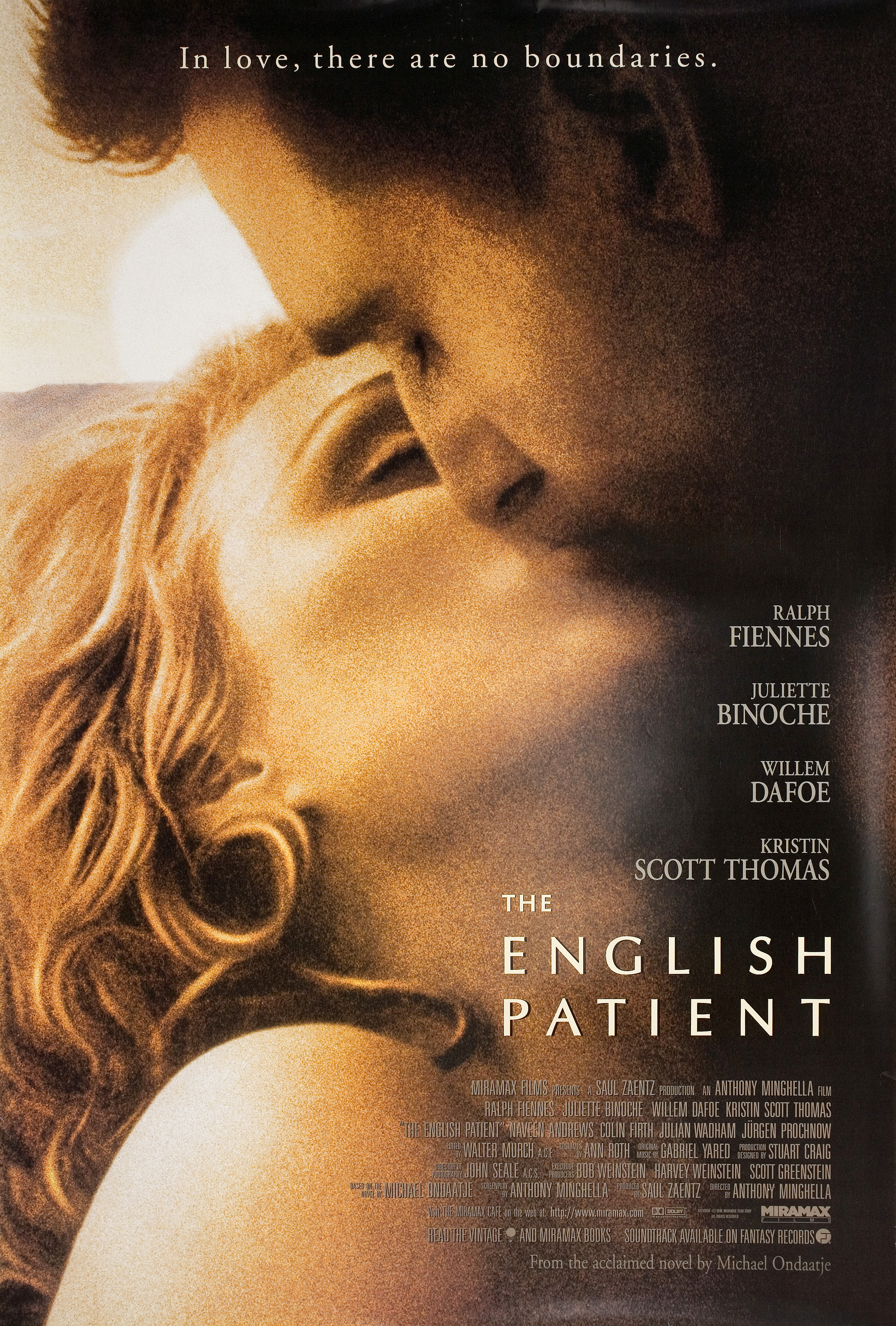 Английский пациент (The English Patient, 1996), режиссёр Энтони Мингелла, американский постер к фильму, автор Джеймс Вердесото