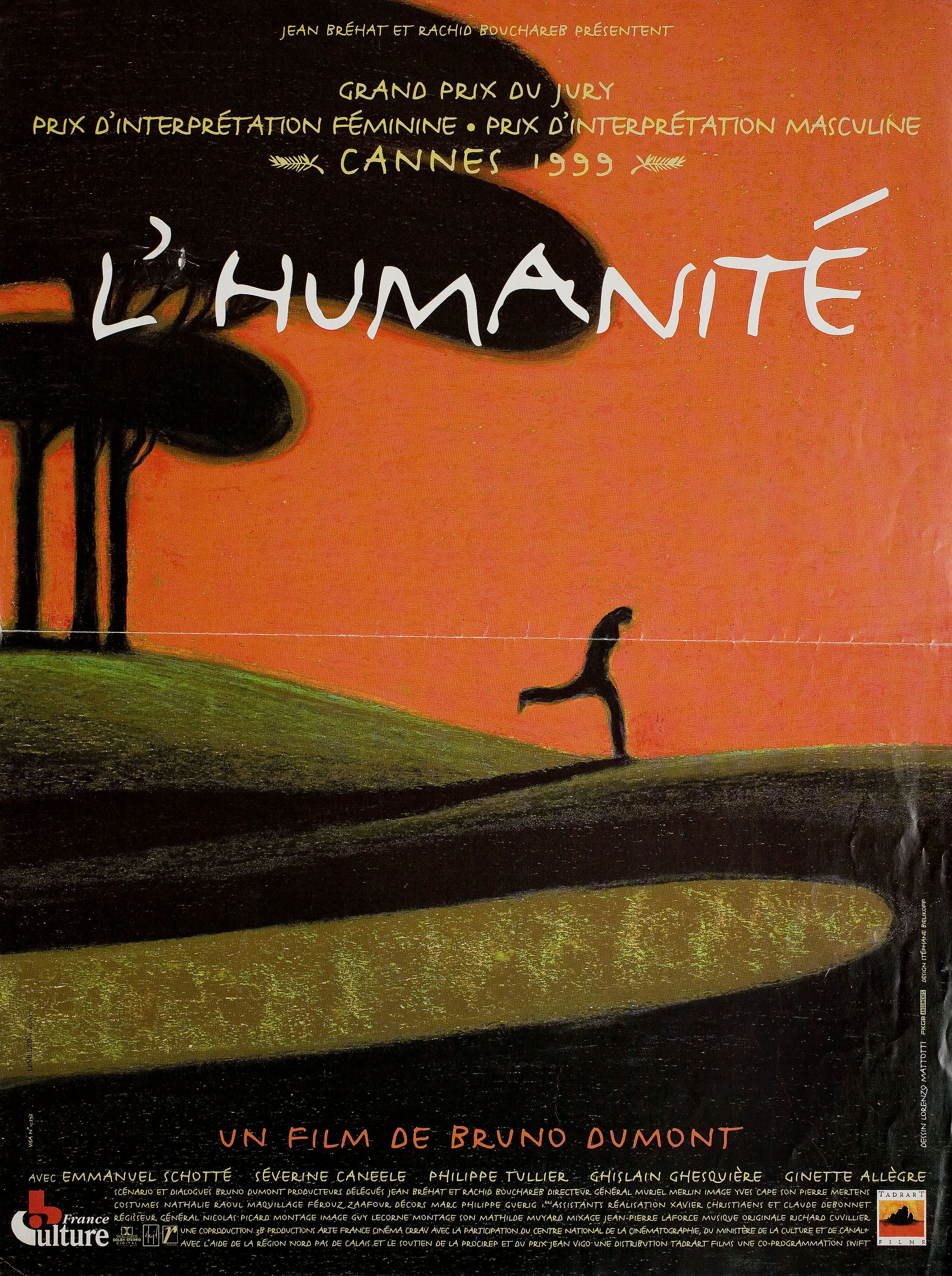 Человечность (L`humanite, 1999), режиссёр Брюно Дюмон, французский постер к фильму, автор Лоренцо Маттотти, Стефан Беликов, 1999 год
