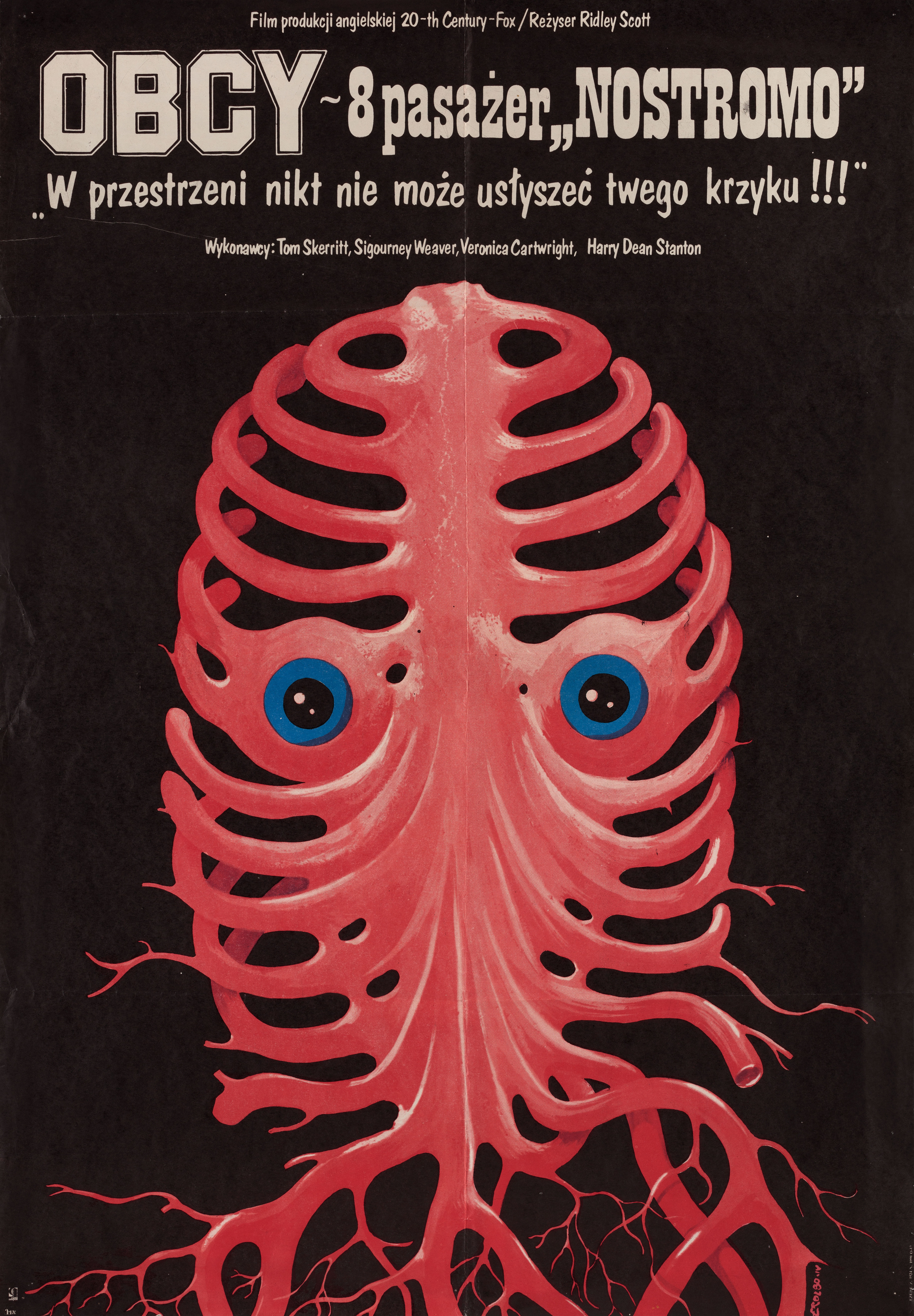 Чужой (Alien, 1979), режиссёр Ридли Скотт, польский плакат к фильму, 1980 год, автор Якуб Эрол
