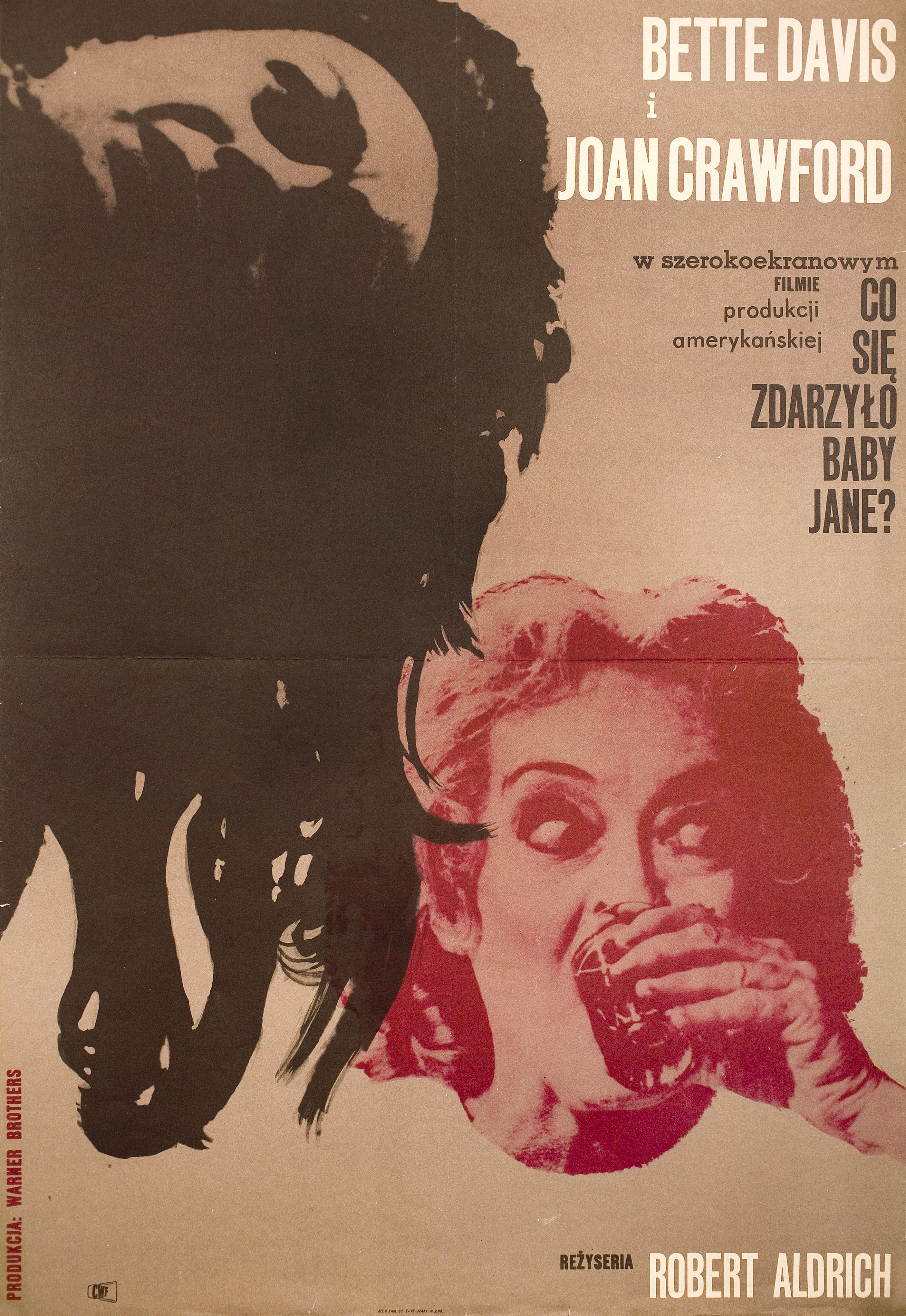 Что случилось с Бэби Джейн (What Ever Happened to Baby Jane, 1962), режиссёр Роберт Олдрич, польский плакат к фильму, 1965 год, автор Станислав Замечник