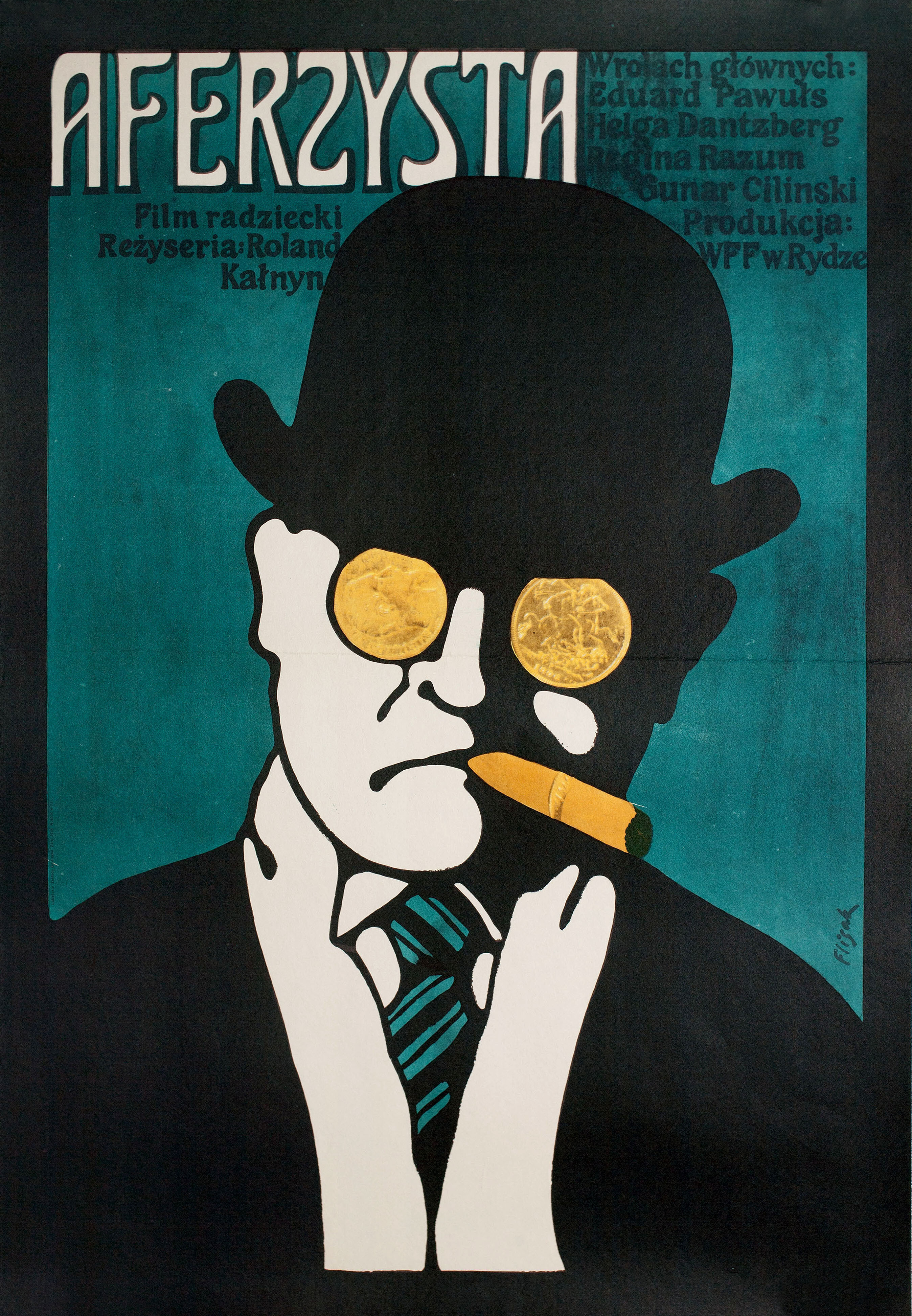 Афера Цеплиса (Ceplis, 1972), режиссёр Роланд Калныньш, польский плакат к фильму, 1974 год, автор Ежи Флисак