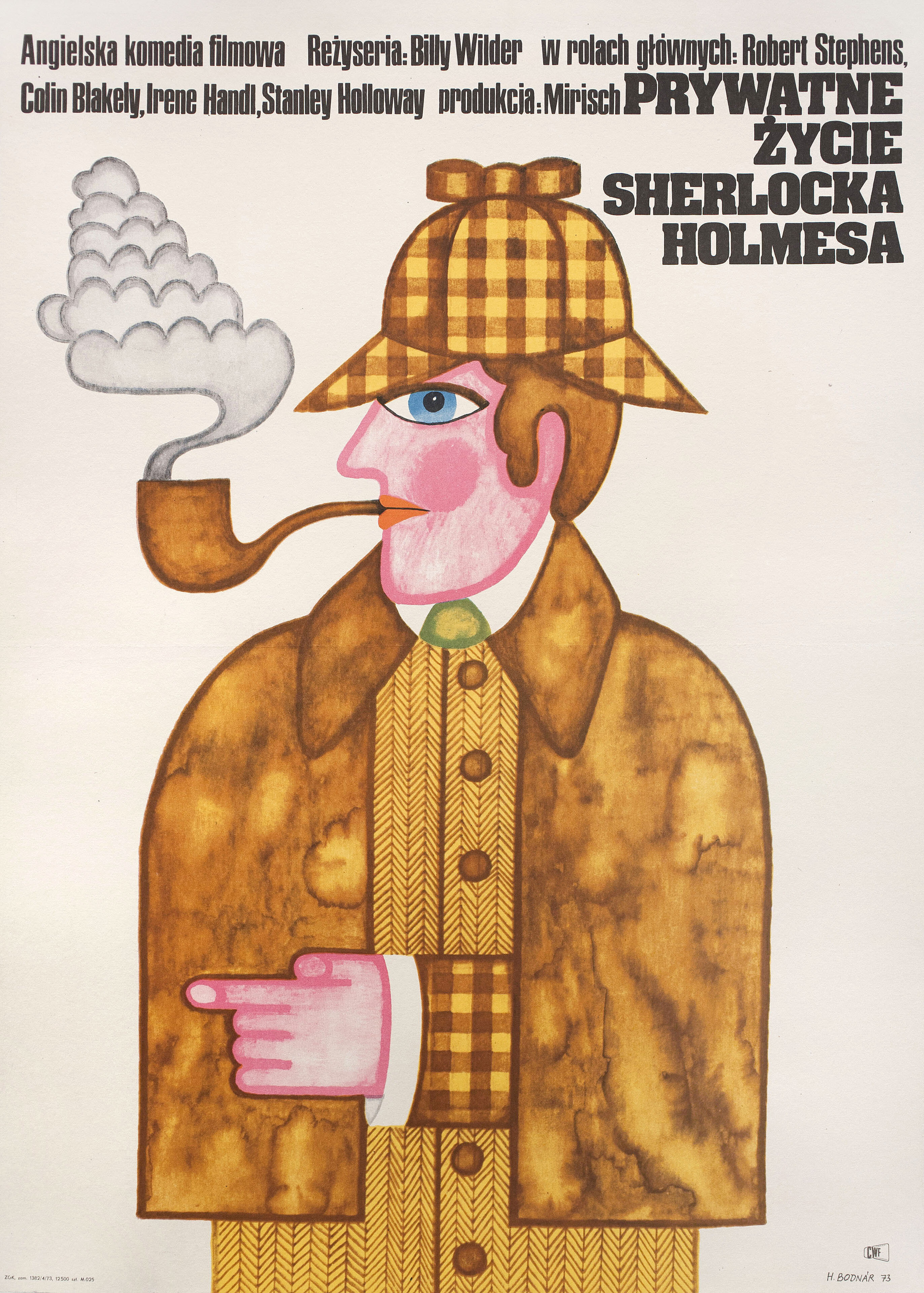 Частная жизнь Шерлока Холмса (The Private Life of Sherlock Holmes, 1970), режиссёр Билли Уайлдер, польский плакат к фильму, 1973 год, автор Ханна Боднар