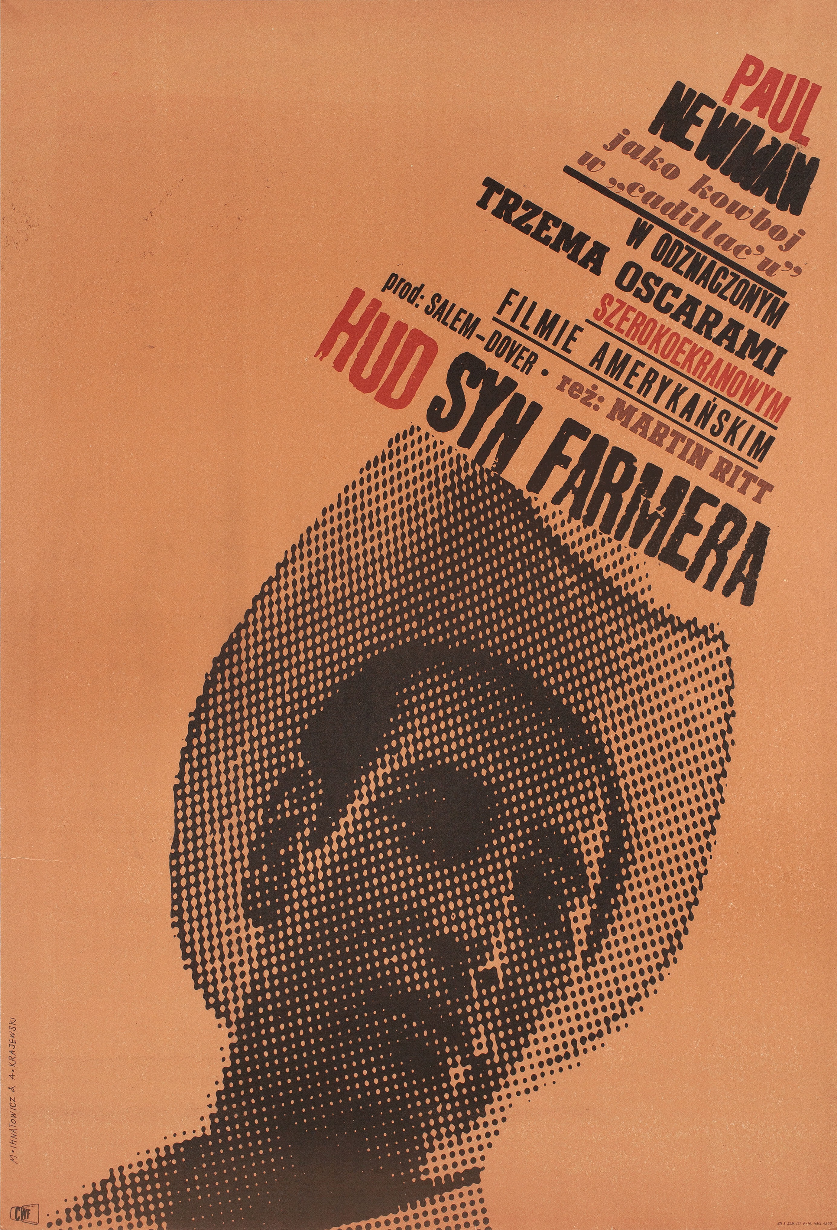 Хад (Hud, 1963), режиссёр Мартин Ритт, польский плакат к фильму, 1963 год, автор Анджей Краевский