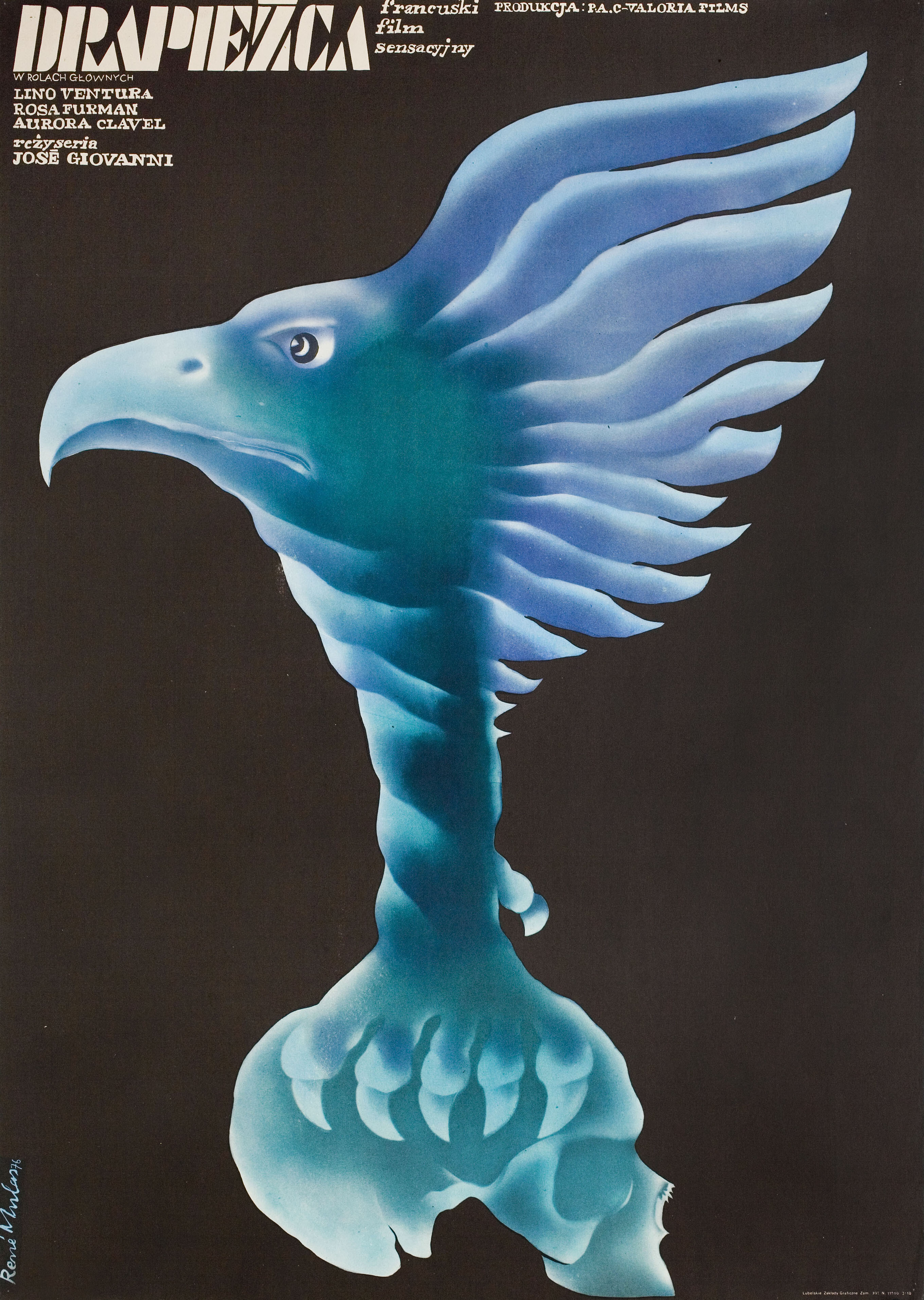 Хищник (Birds of Prey, 1968), режиссёр Жозе Джованни, польский плакат к фильму, 1976 год, автор Рене Мулас