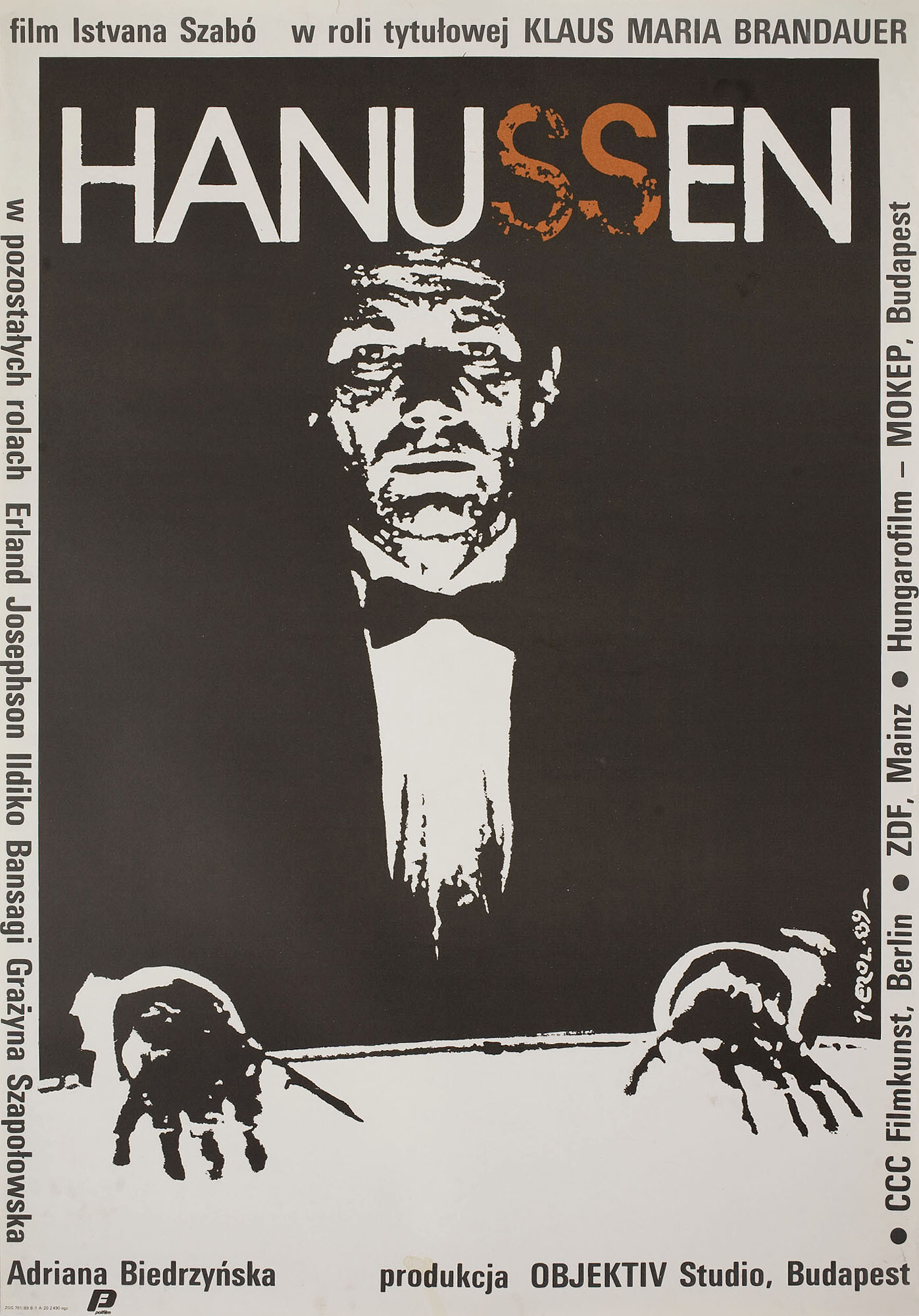 Хануссен (Hanussen, 1988), режиссёр Иштван Сабо, польский плакат к фильму, 1989 год, автор Якуб Эрол