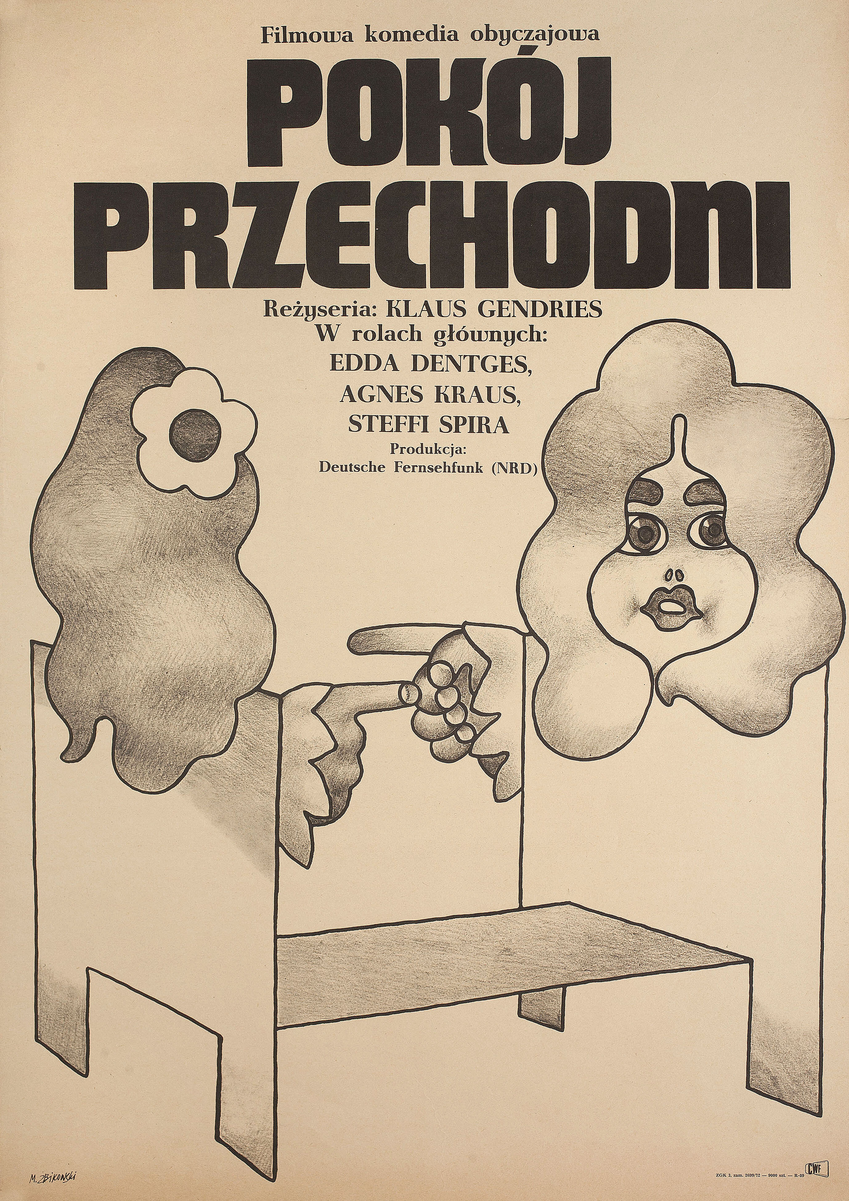Флорентинец 73 (Florentiner 73, 1972), режиссёр Клаус Гендрис, польский плакат к фильму, 1972 год, автор Мацей Збиковски