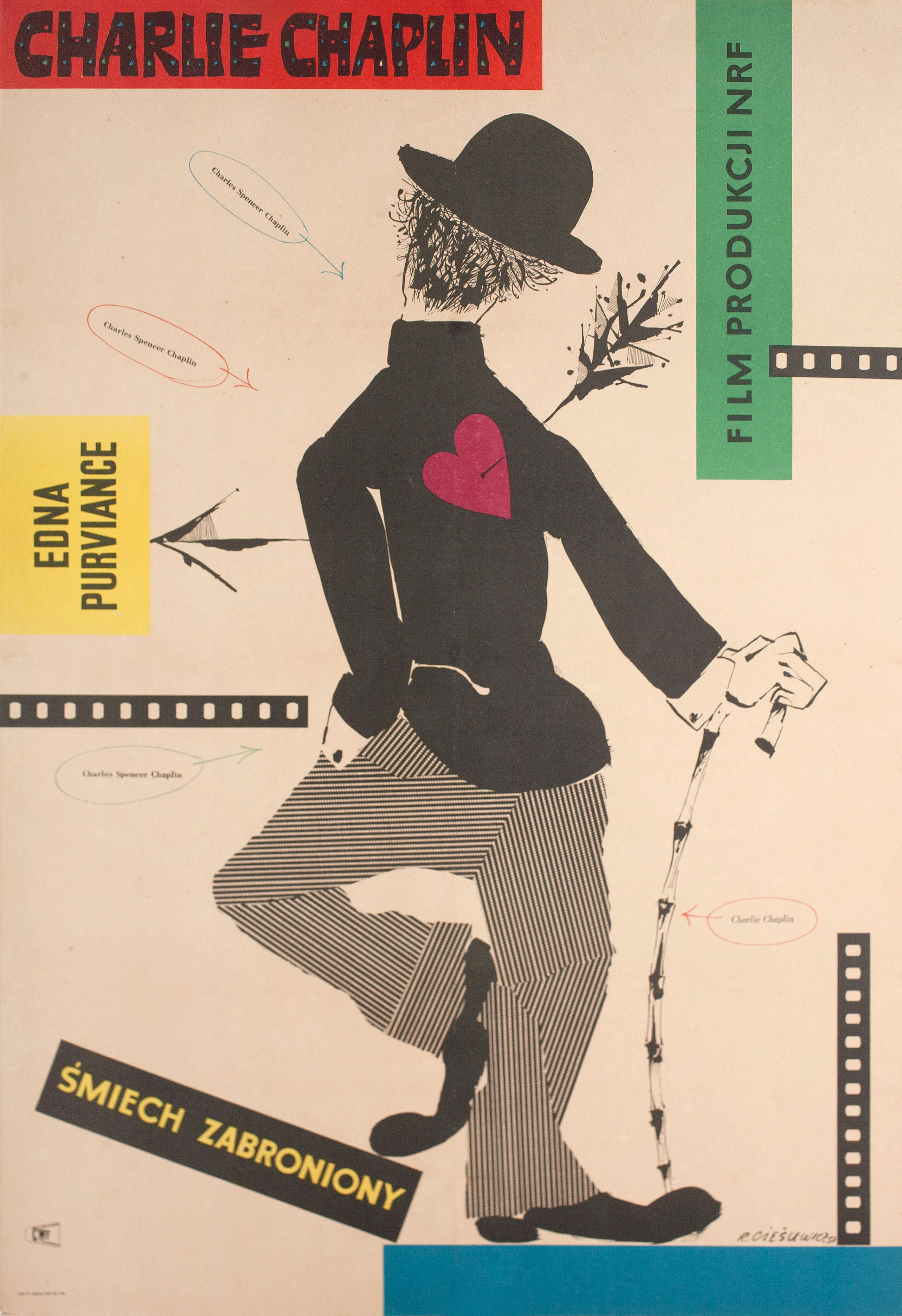 Фестиваль Чарли Чаплина, польский плакат, 1957 год, автор Роман Чеслевич