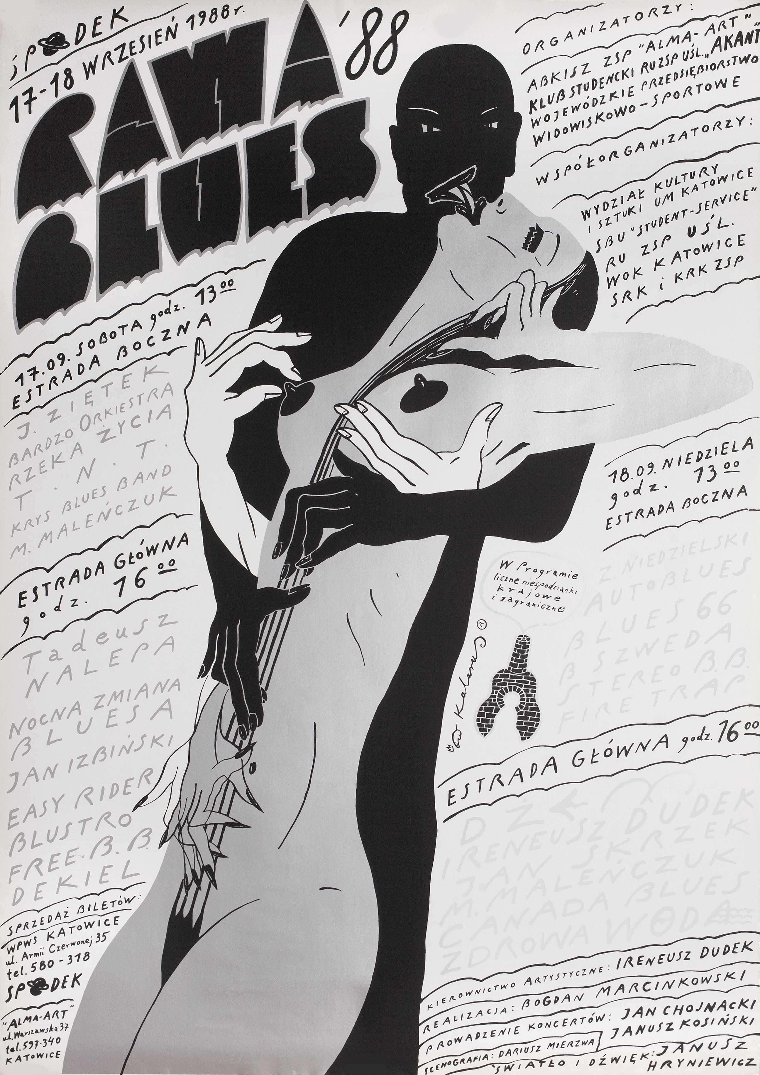 Фестиваль блюза Рава, польский плакат, 1988 год, автор Роман Каларус