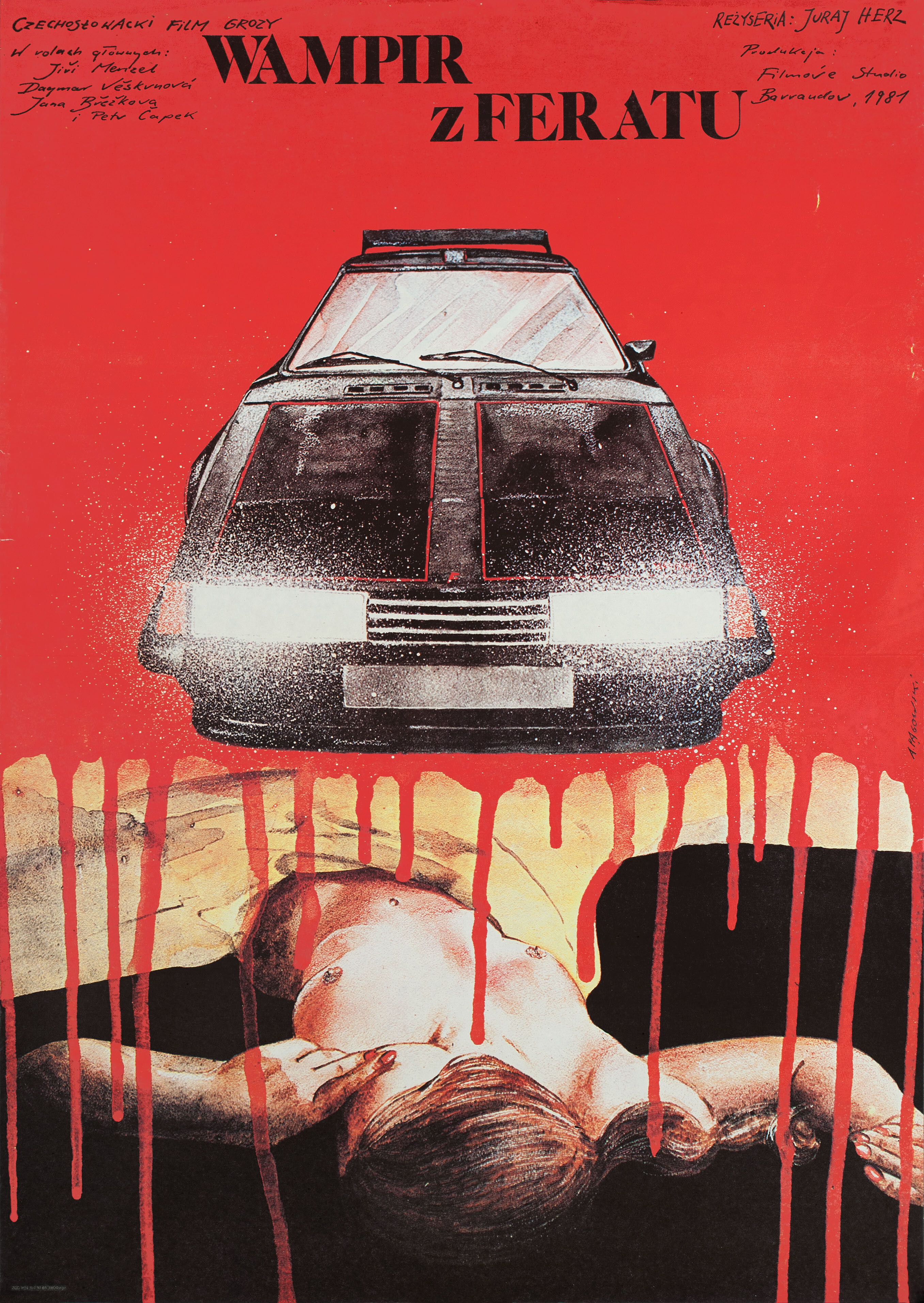 Упырь от Ферата (Ferat Vampire, 1982), режиссёр Юрай Герц, польский плакат к фильму, 1982 год, автор Анджей Паговский