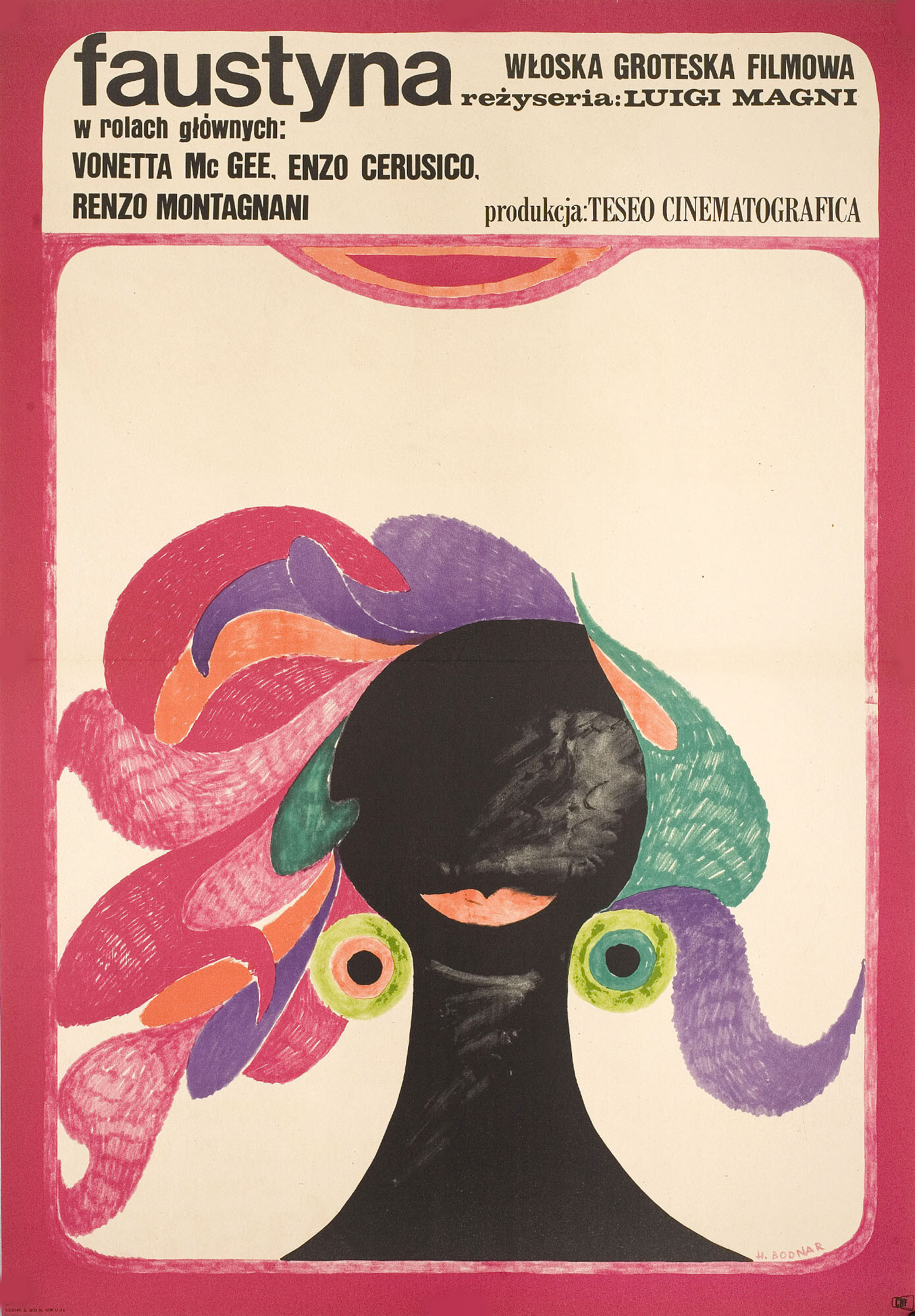 Фаустина (Faustina, 1968), режиссёр Луиджи Маньи, польский плакат к фильму, 1968 год, автор Ханна Боднар