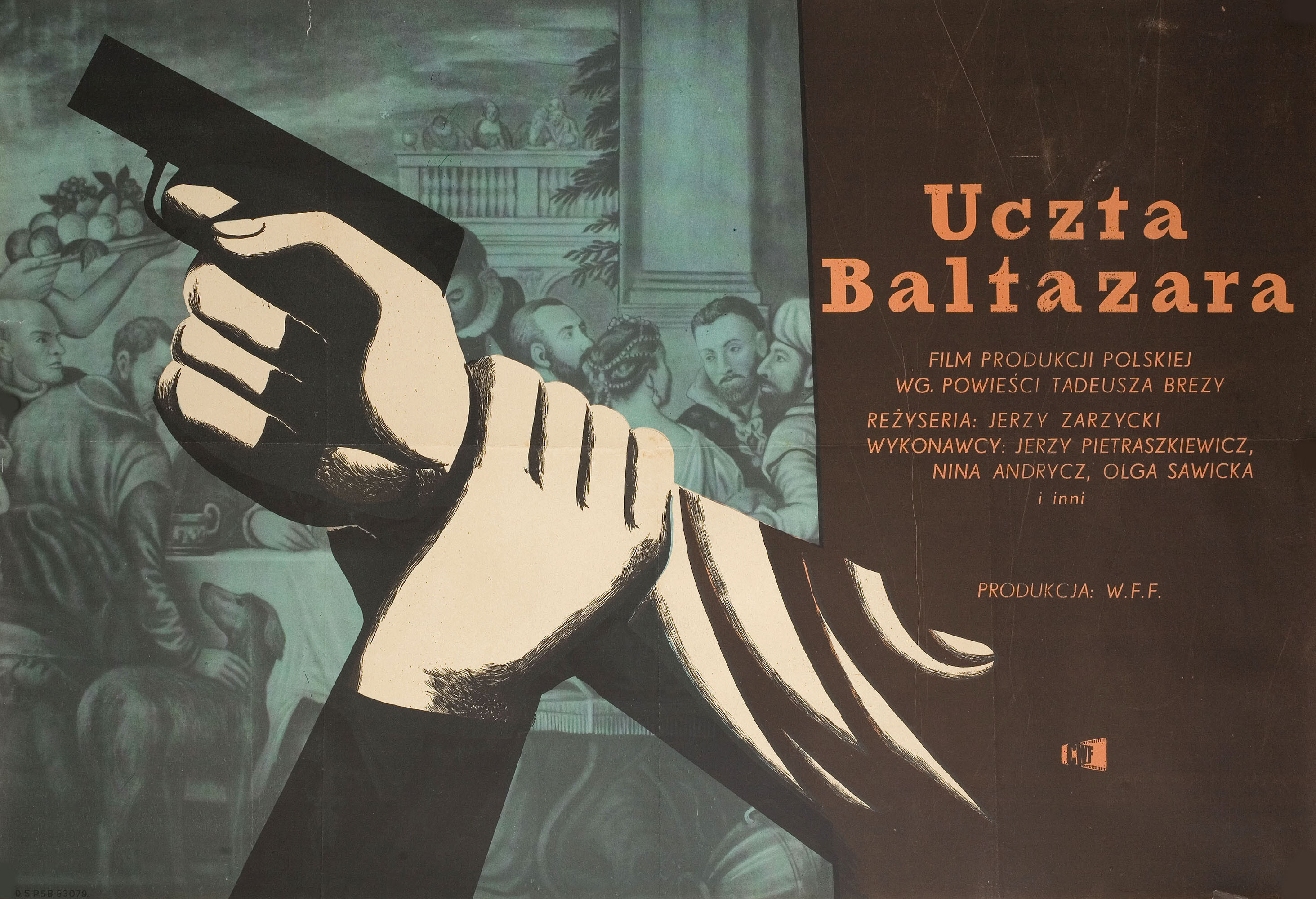 Пир Валтасара (Uczta Baltazara, 1954), режиссёр Ежи Зажицкий, польский плакат к фильму, 1955 год, автор Войцех Замечник