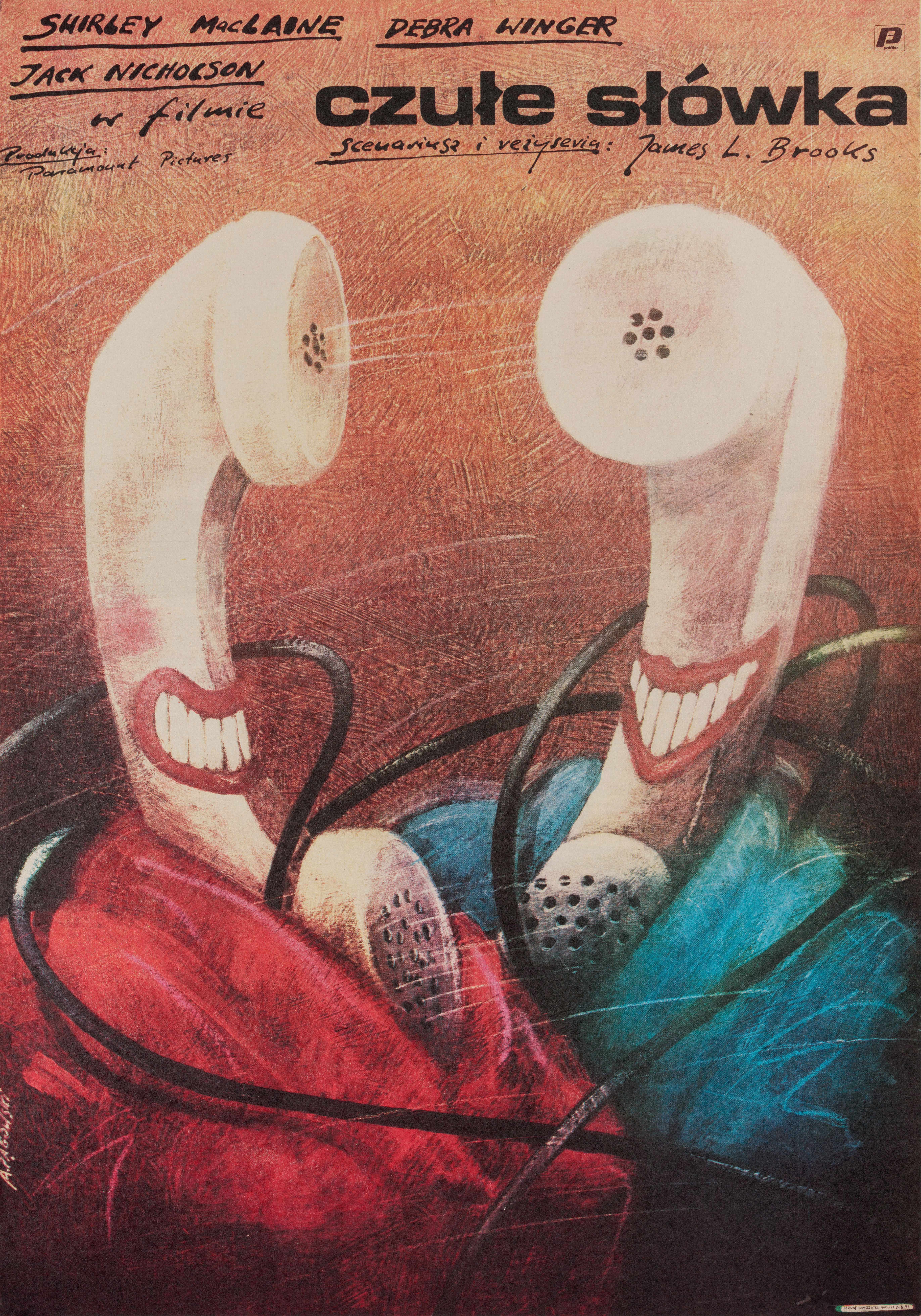Язык нежности (Terms of Endearment, 1983), режиссёр Джеймс Л. Брукс, польский плакат к фильму, 1985 год, автор Анджей Паговский