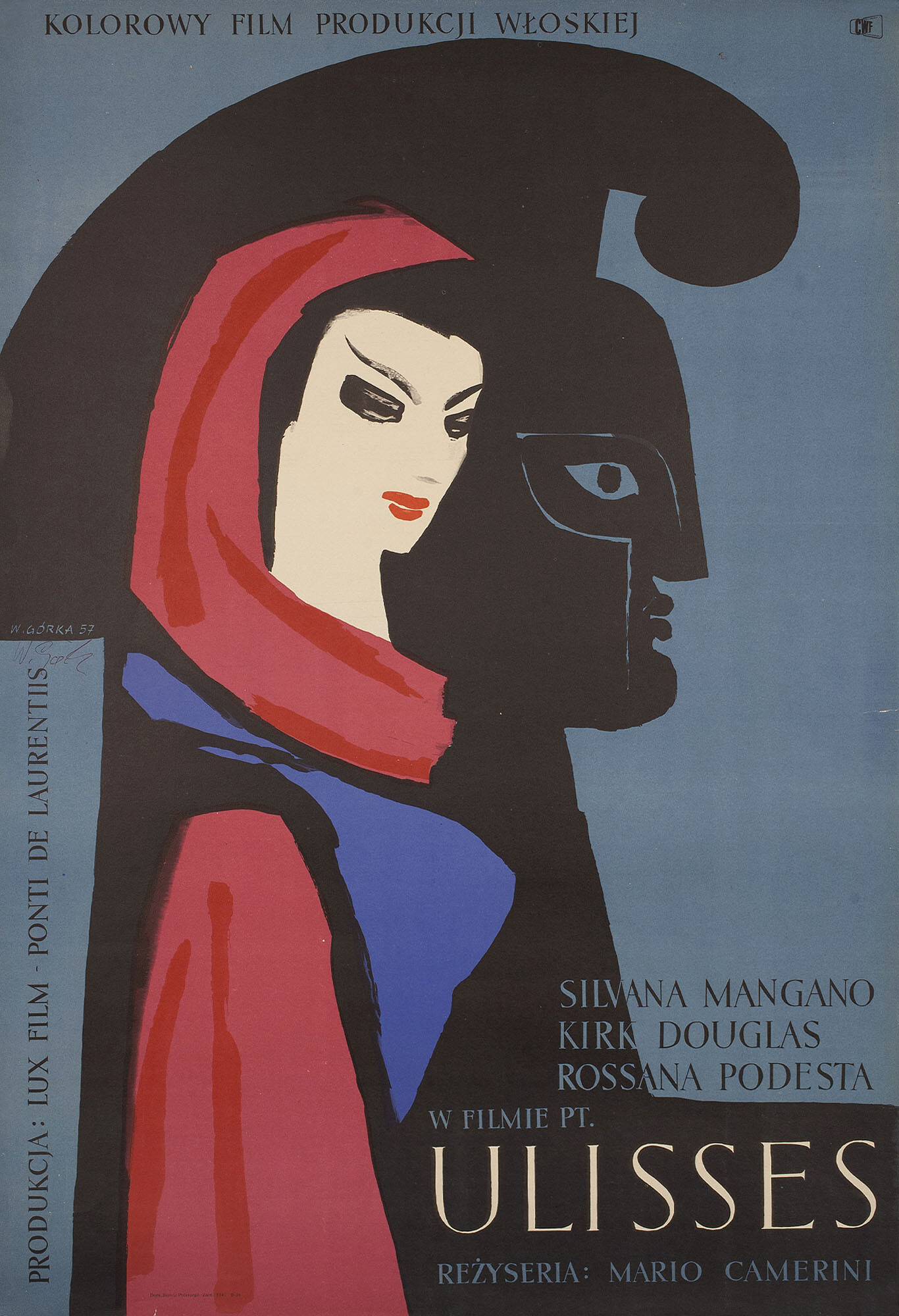 Улисс (Ulysses, 1954), режиссёр Марио Камерини, польский плакат к фильму, 1957 год, автор Виктор Горка