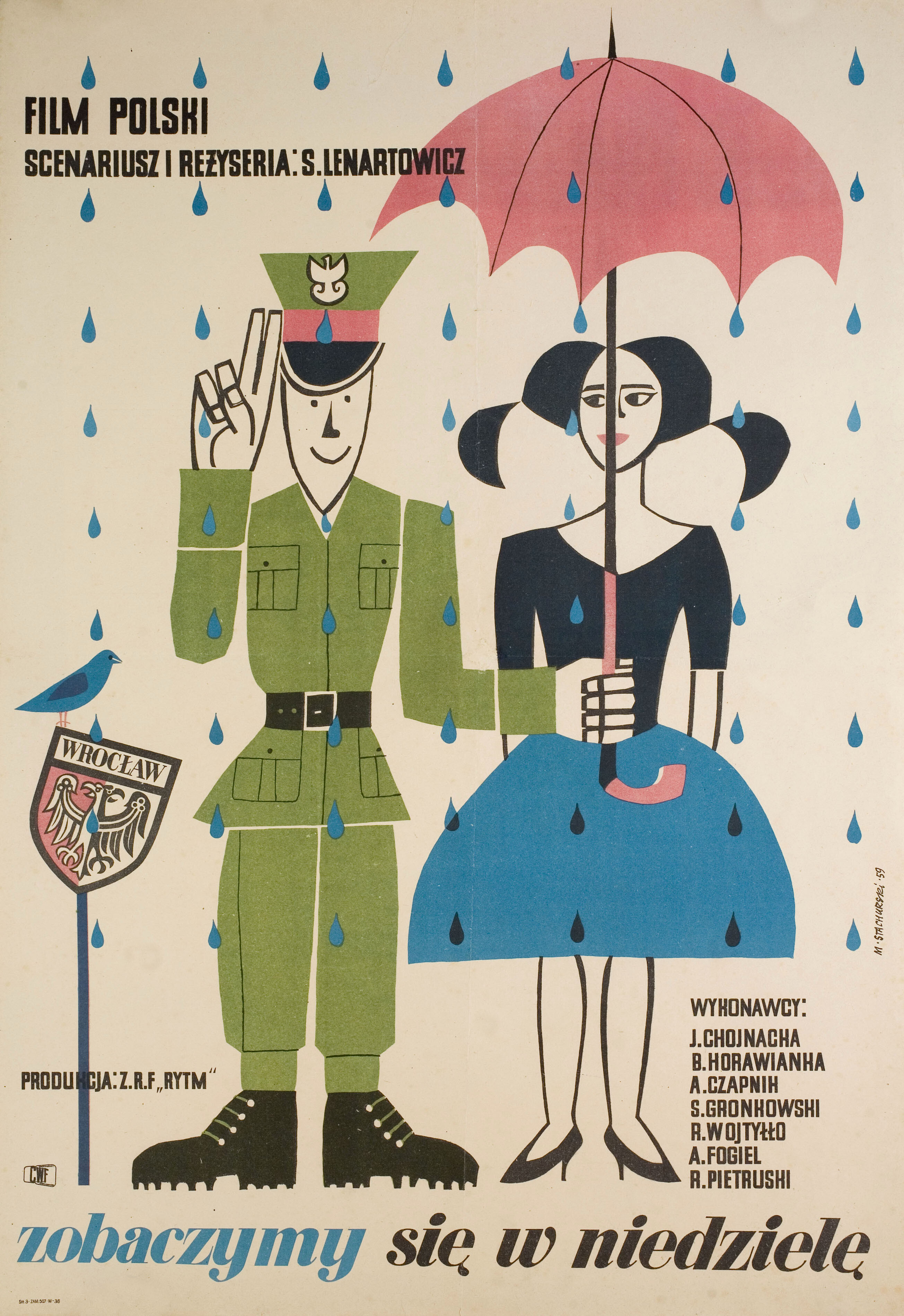 Увидимся в воскресенье (See You on Sunday, 1960), режиссёр Станислав Ленартович, польский плакат к фильму, 1960 год, автор Мариан Стачурски