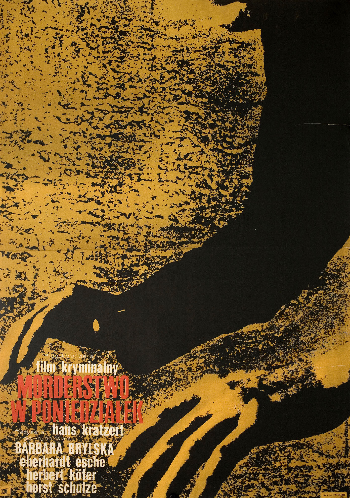 Убийство в понедельник (Murder on Monday, 1968), режиссёр Ханс Крацерт, польский плакат к фильму, 1968 год
