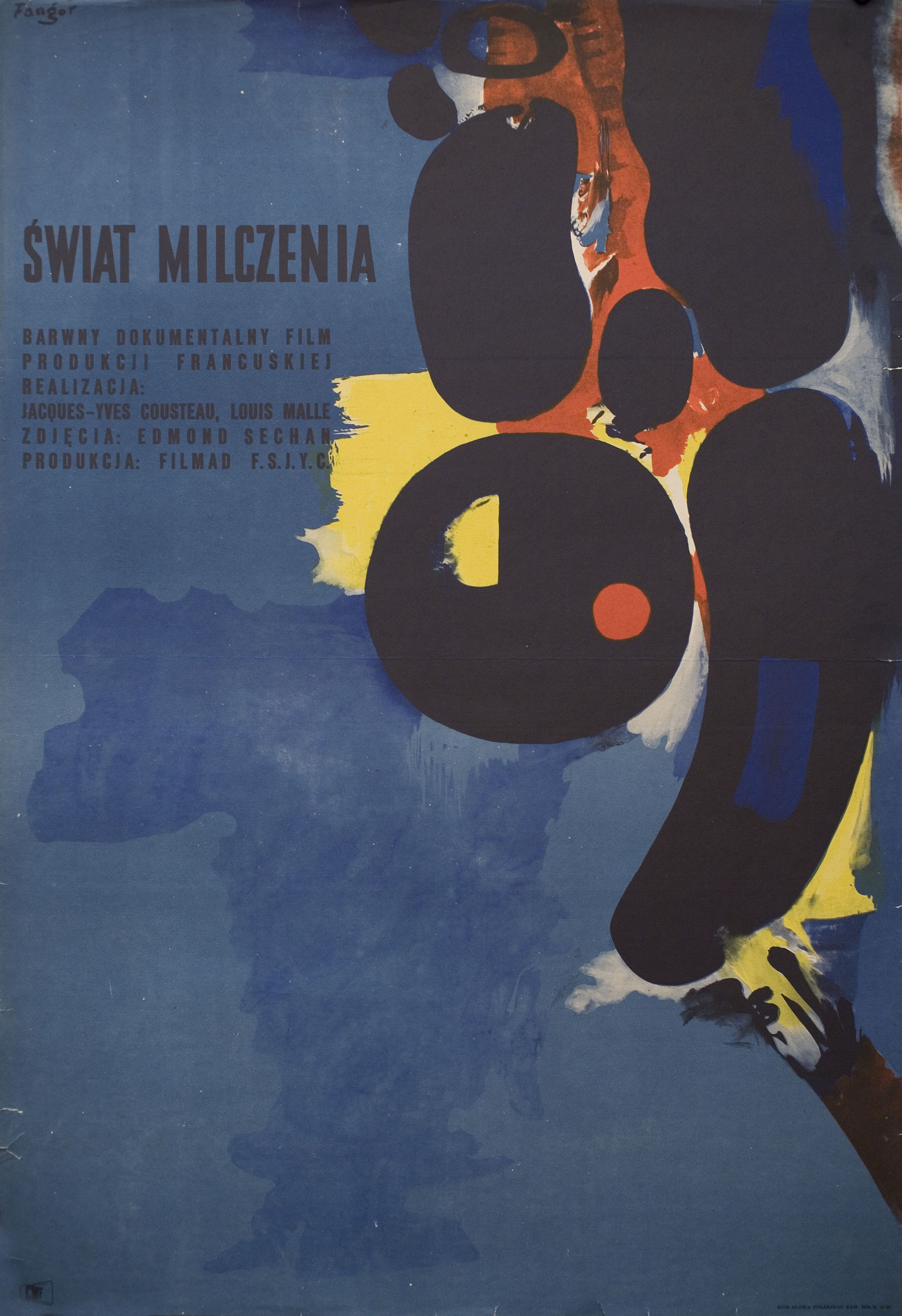 В мире безмолвия (The Silent World, 1956), режиссёр Жак-Ив Кусто, польский плакат к фильму, 1956 год, автор Войцех Фангор