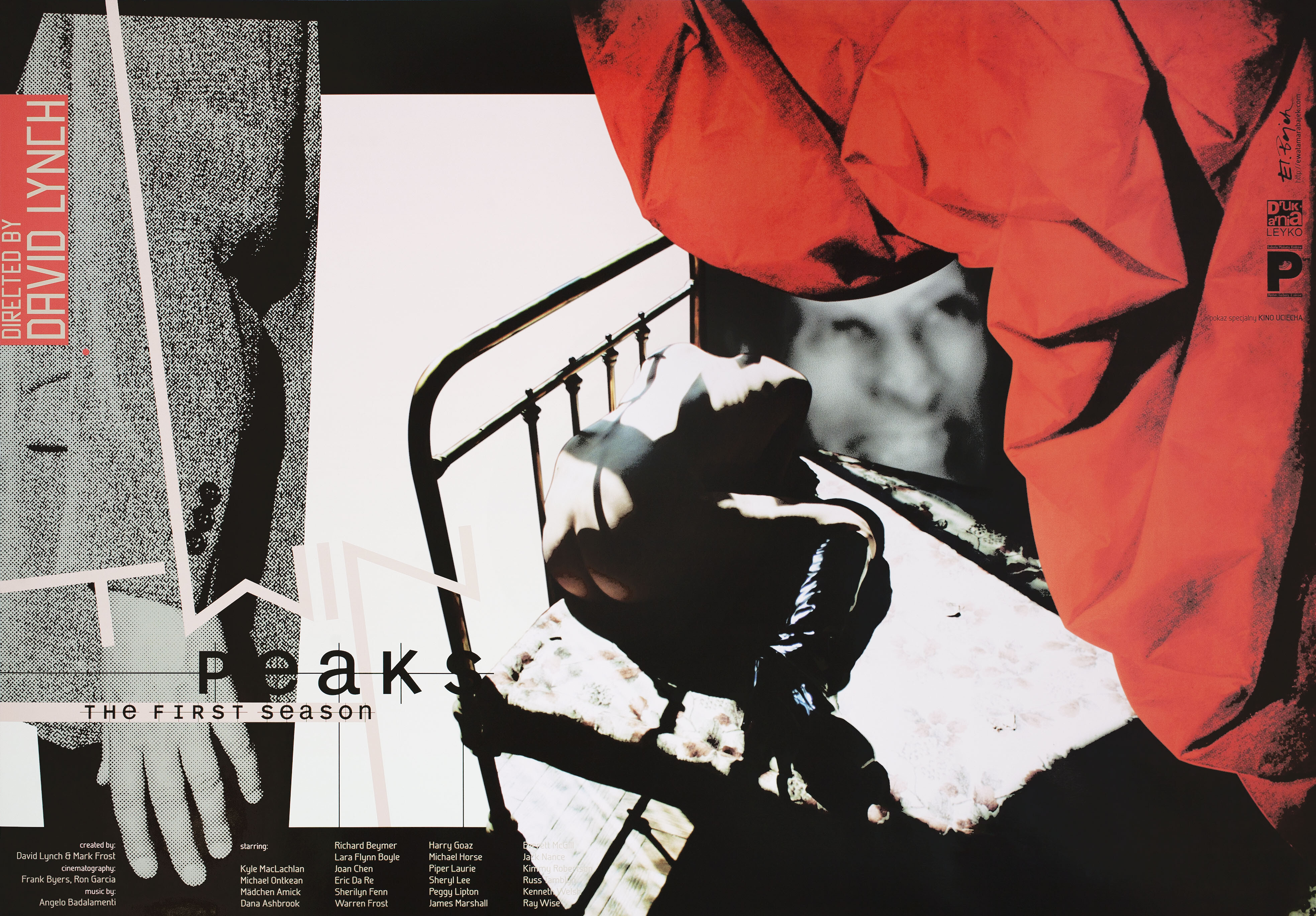 Твин Пикс (Twin Peaks, 1990–1991), режиссёр Дэвид Линч, польский плакат, 2000 год, автор Ева Баек Вейн