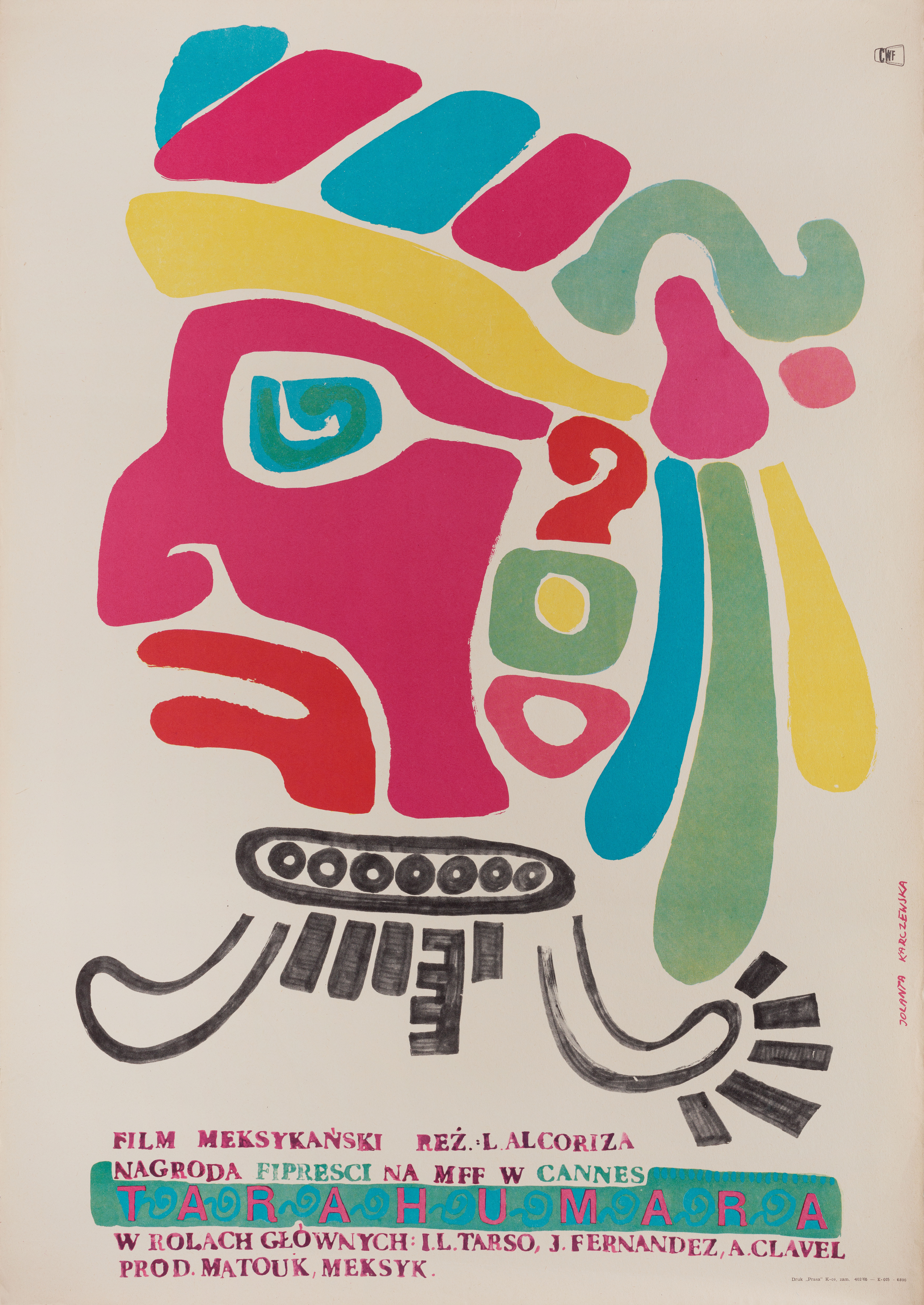 Гордые сыны Тараумары (Tarahumara (Cada vez más lejos), 1965, режиссёр Луис Алькориса, польский плакат к фильму, 1968 год
