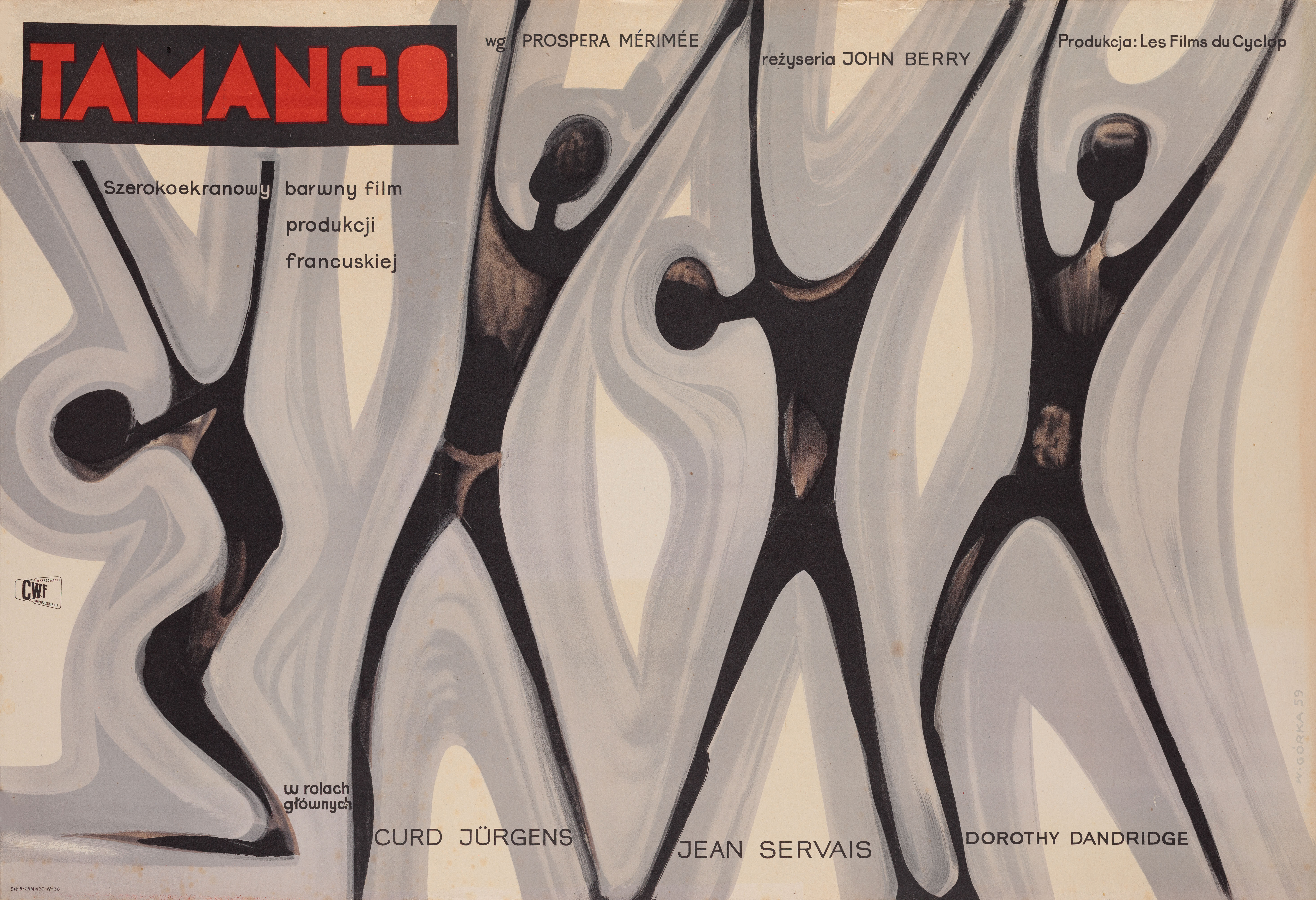 Таманго (Tamango, 1958), режиссёр Джон Берри, польский плакат к фильму, 1959 год, автор Виктор Горка