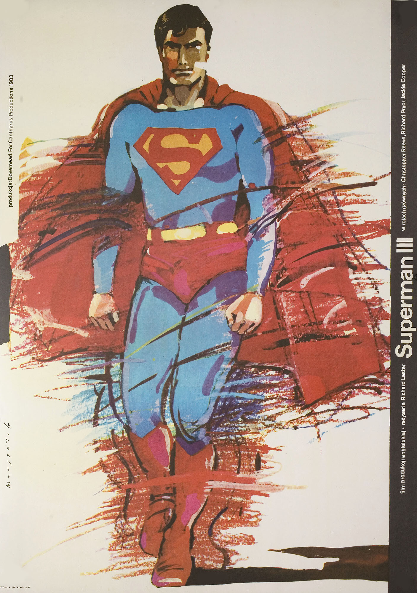 Супермен III (Superman III, 1983), режиссёр Ричард Лестер, польский плакат к фильму, 1983 год, автор Гжегож Маршалек