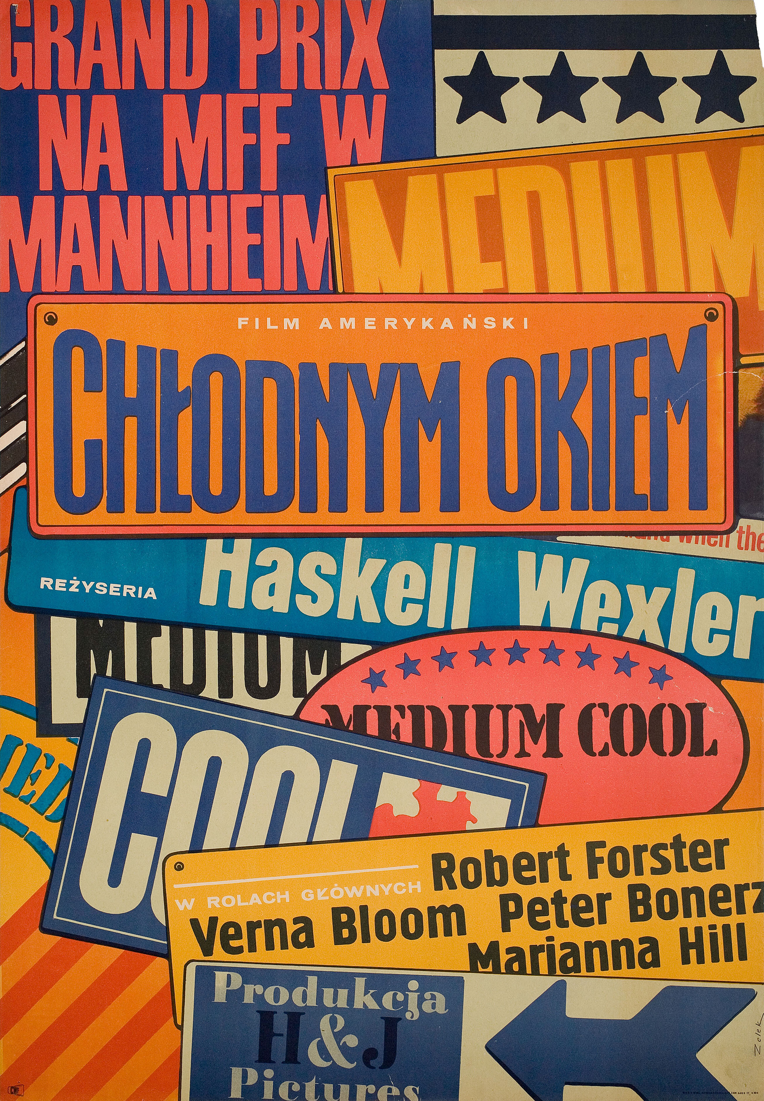 Холодным взором (Medium Cool, 1969), режиссёр Хаскелл Векслер, польский плакат к фильму, 1969 год, автор Бронислав Зелек