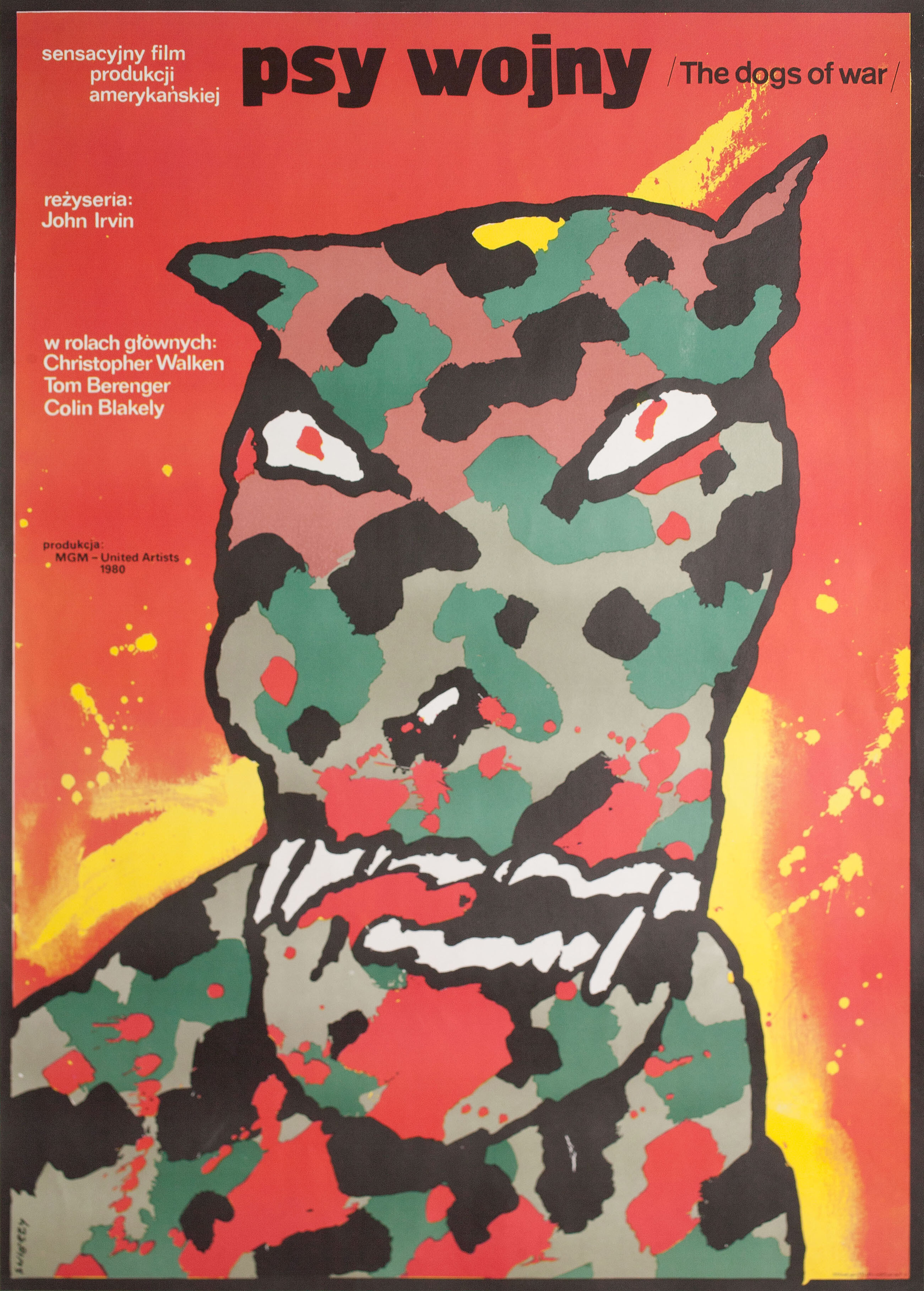 Псы войны (The Dogs of War, 1980), режиссёр Джон Ирвин, польский плакат к фильму, 1984 год, автор Вальдемар Свежи