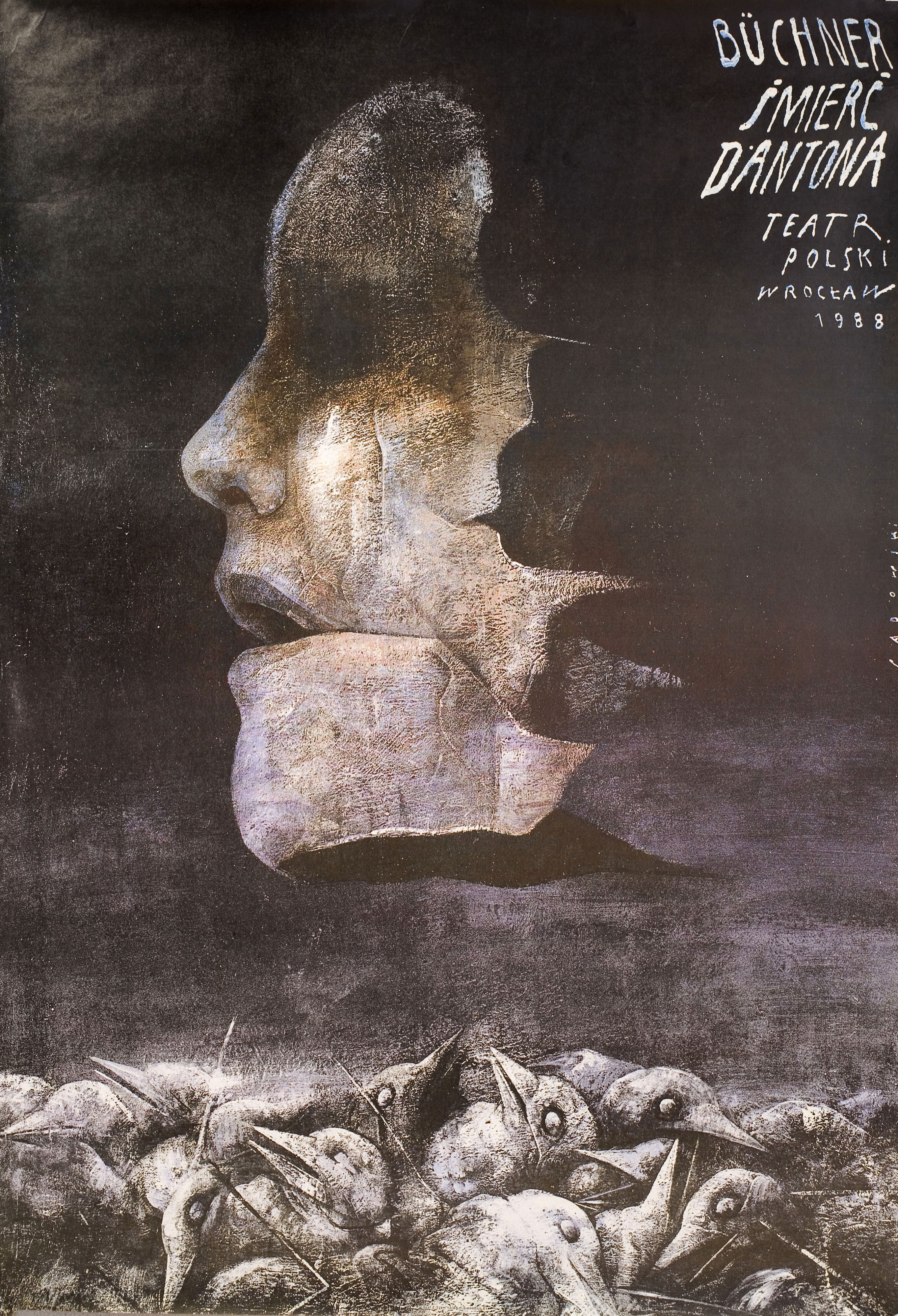 Смерть Дантона (Dantons Tod, 1977), режиссёр Йюрген Флимм, польский плакат к фильму, 1988 год, автор Виктор Садовский