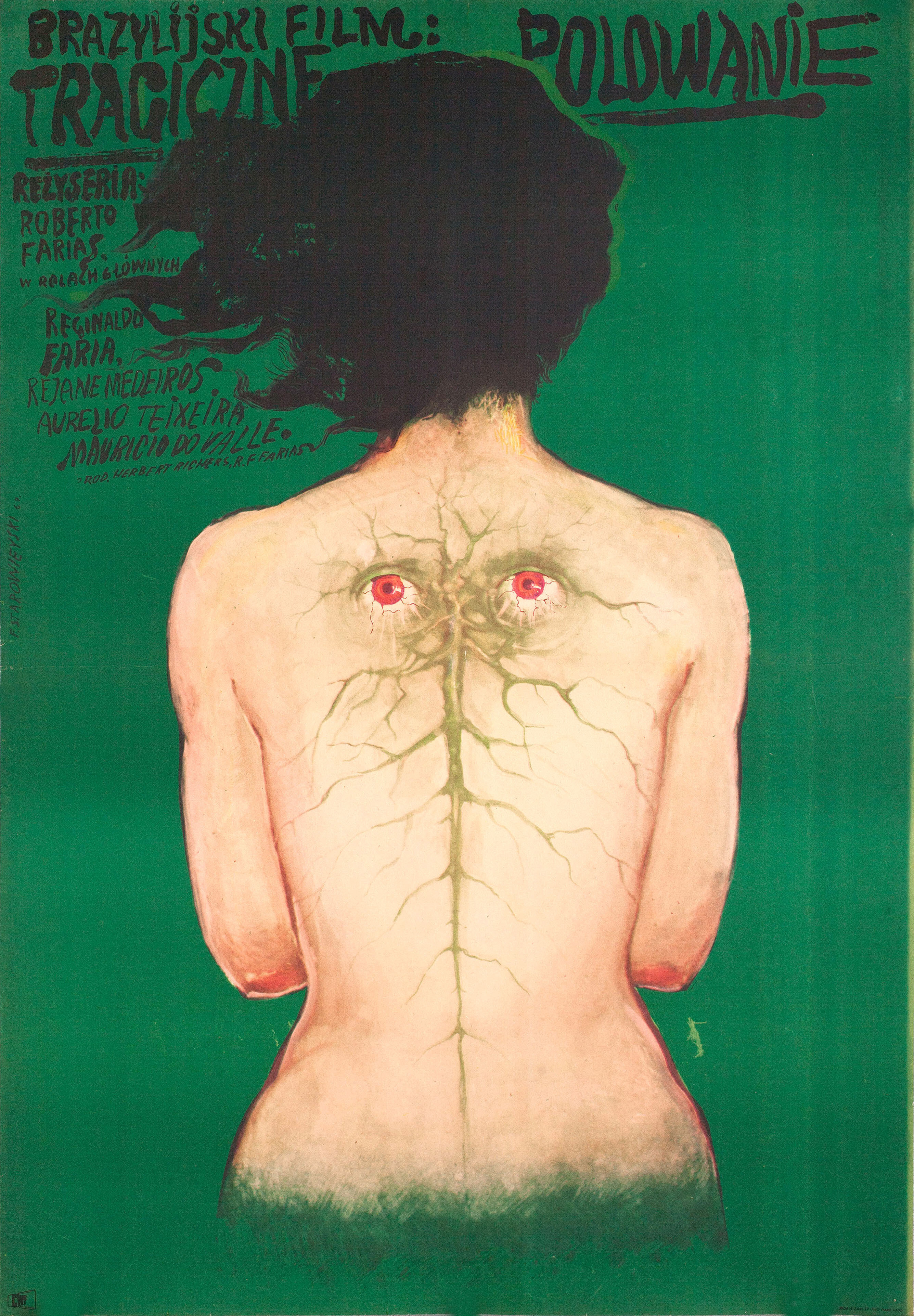 Быть человеком (Selva Tragica, 1963), режиссёр Роберто Фариас, польский плакат к фильму, 1967 год, автор Францишек Старовейский