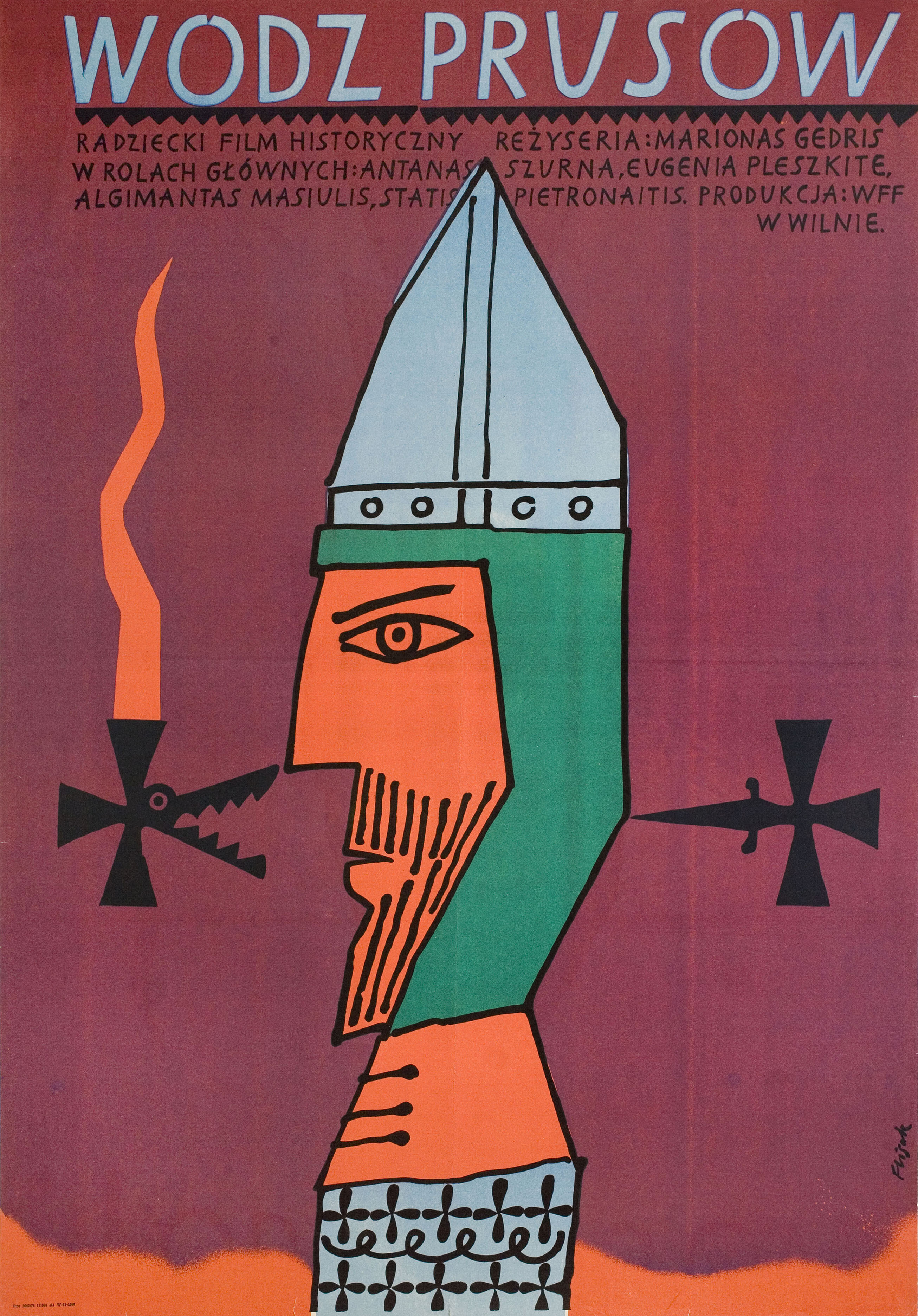 Геркус Мантас (Northern Crusades, 1972), режиссёр Марионас Гедрис, польский плакат к фильму, 1974 год, автор Ежи Флисак
