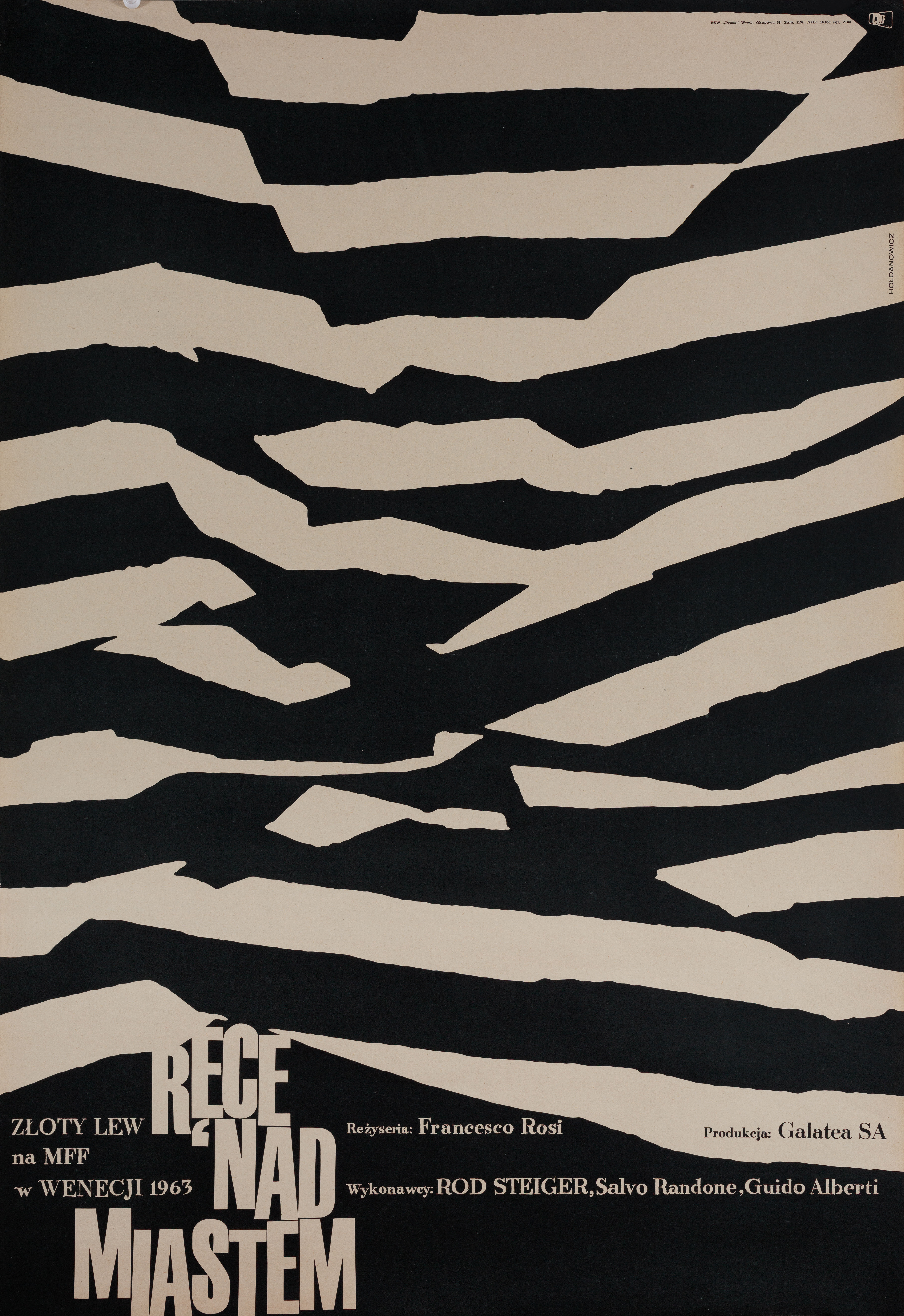 Руки над городом (Hands Over the City, 1963), режиссёр Франческо Рози, польский плакат к фильму, 1964 год, автор Лешек Холданович