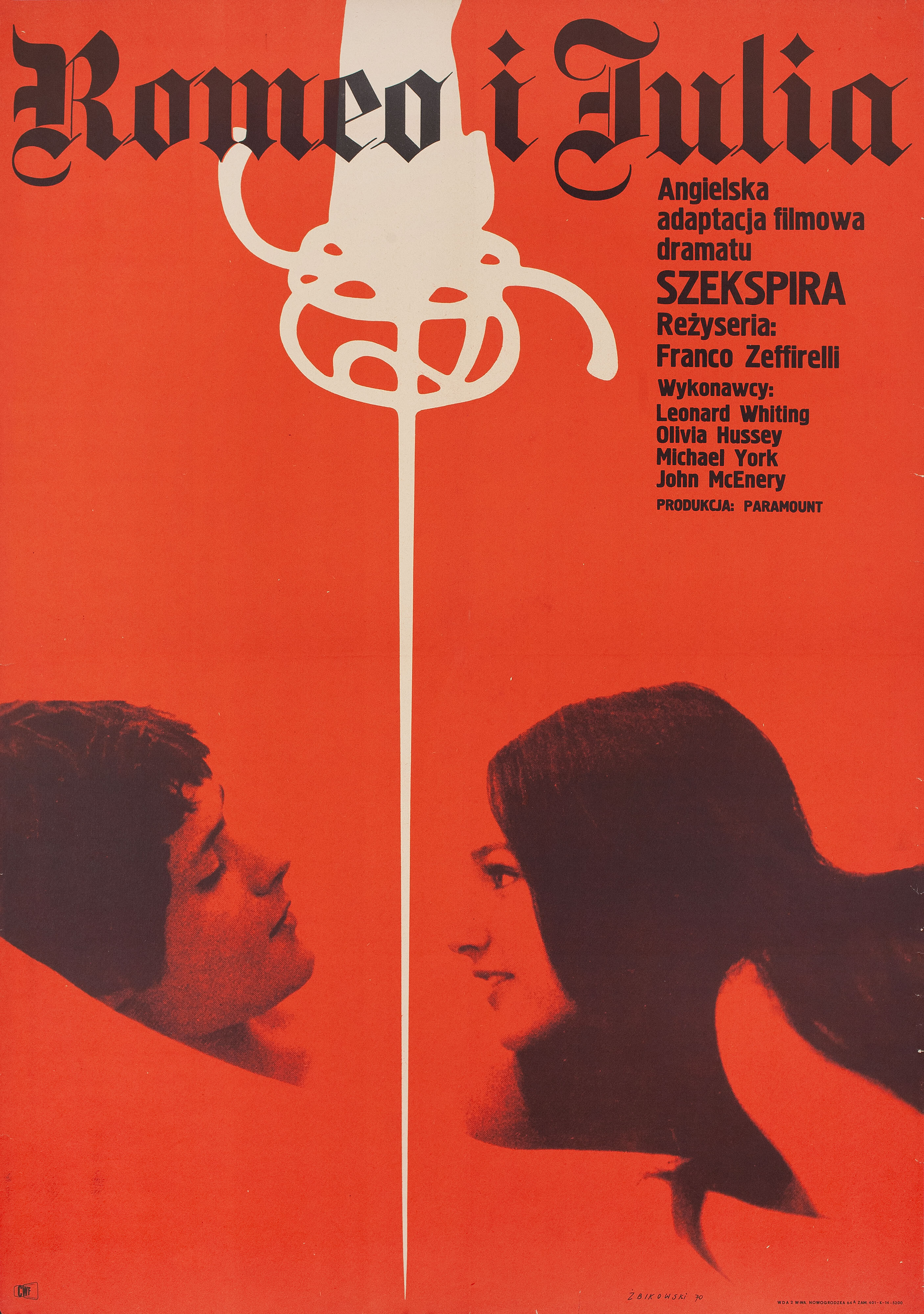 Ромео и Джульетта (Romeo and Juliet, 1968), режиссёр Франко Дзеффирелли, польский плакат к фильму, 1970 год, автор Мацей Збиковски