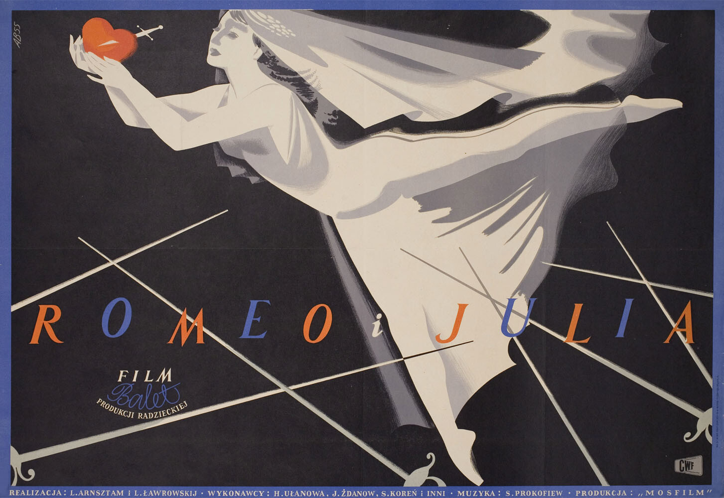 Ромео Джульетта (Romeo & Juliet, 1955), режиссёр Лев Арнштам, польский плакат к фильму, 1955 год, автор Адам Боубельски