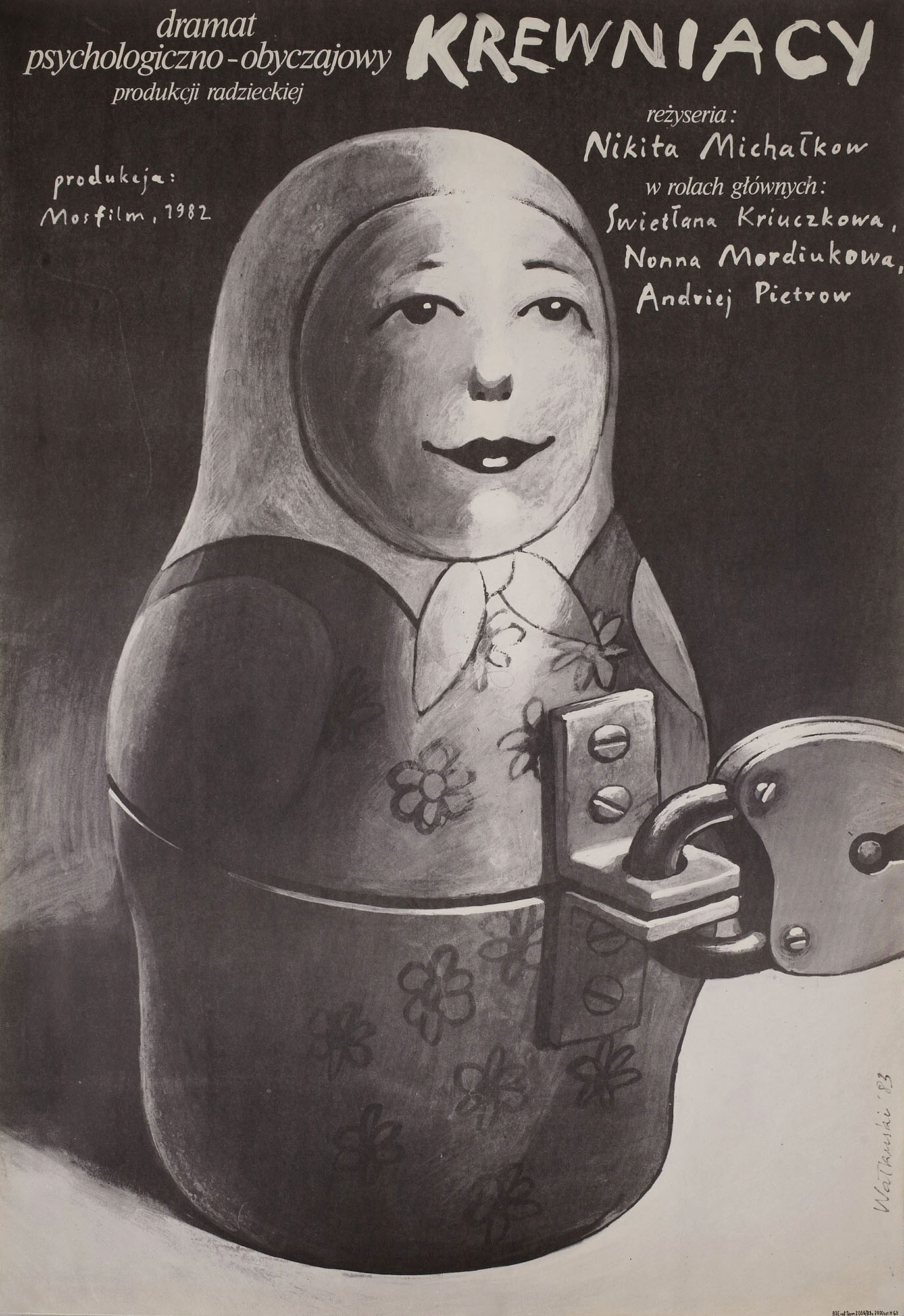 Родня (Rodnya, 1983), режиссёр Никита Михалков, польский плакат к фильму, 1983 год, автор Веслав Валкуски