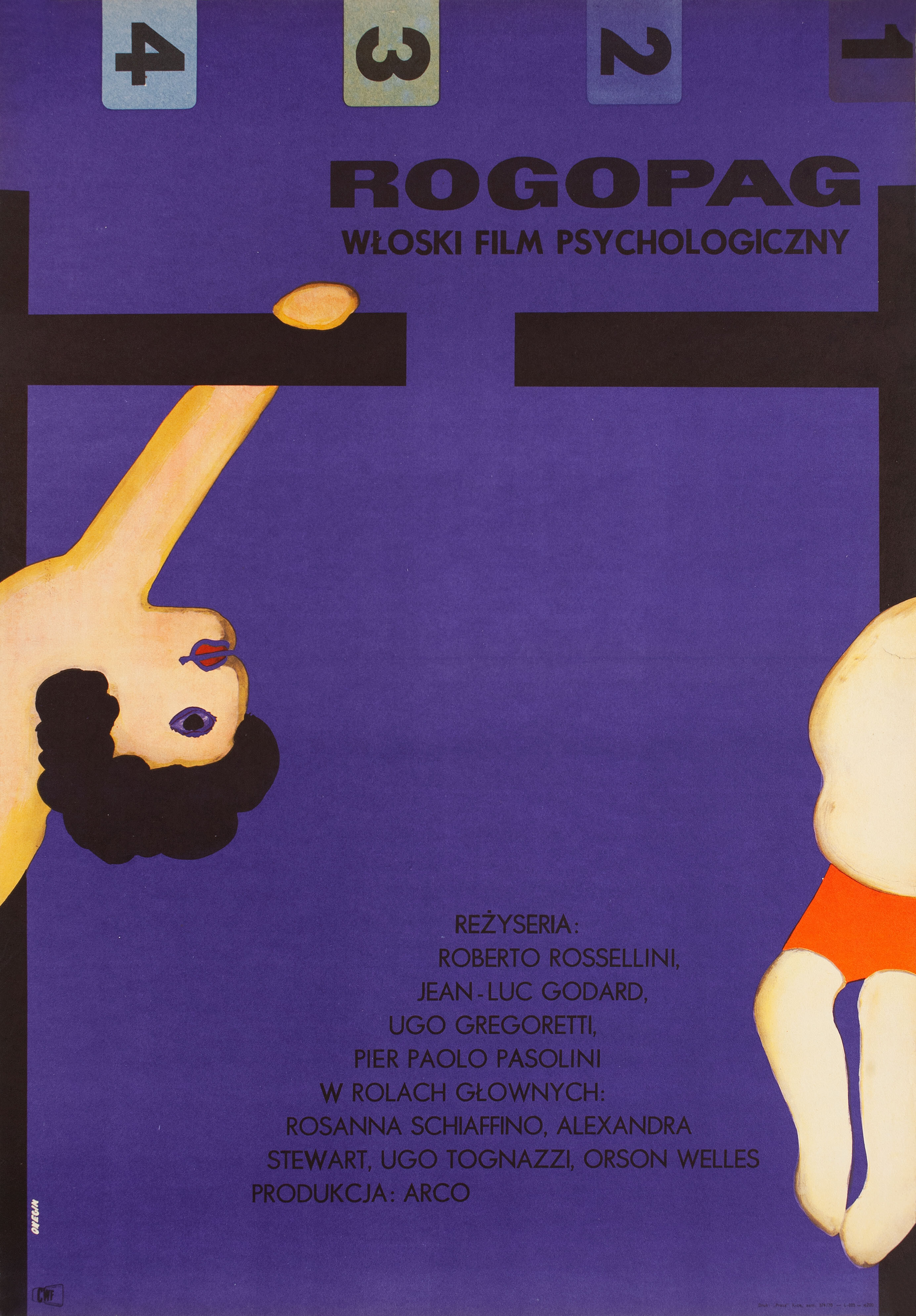 Рогопаг (Ro.Go.Pa.G., 1962), режиссёр Жан-Люк Годар, польский плакат к фильму, 1963 год, автор Анджей Онегин-Добровский