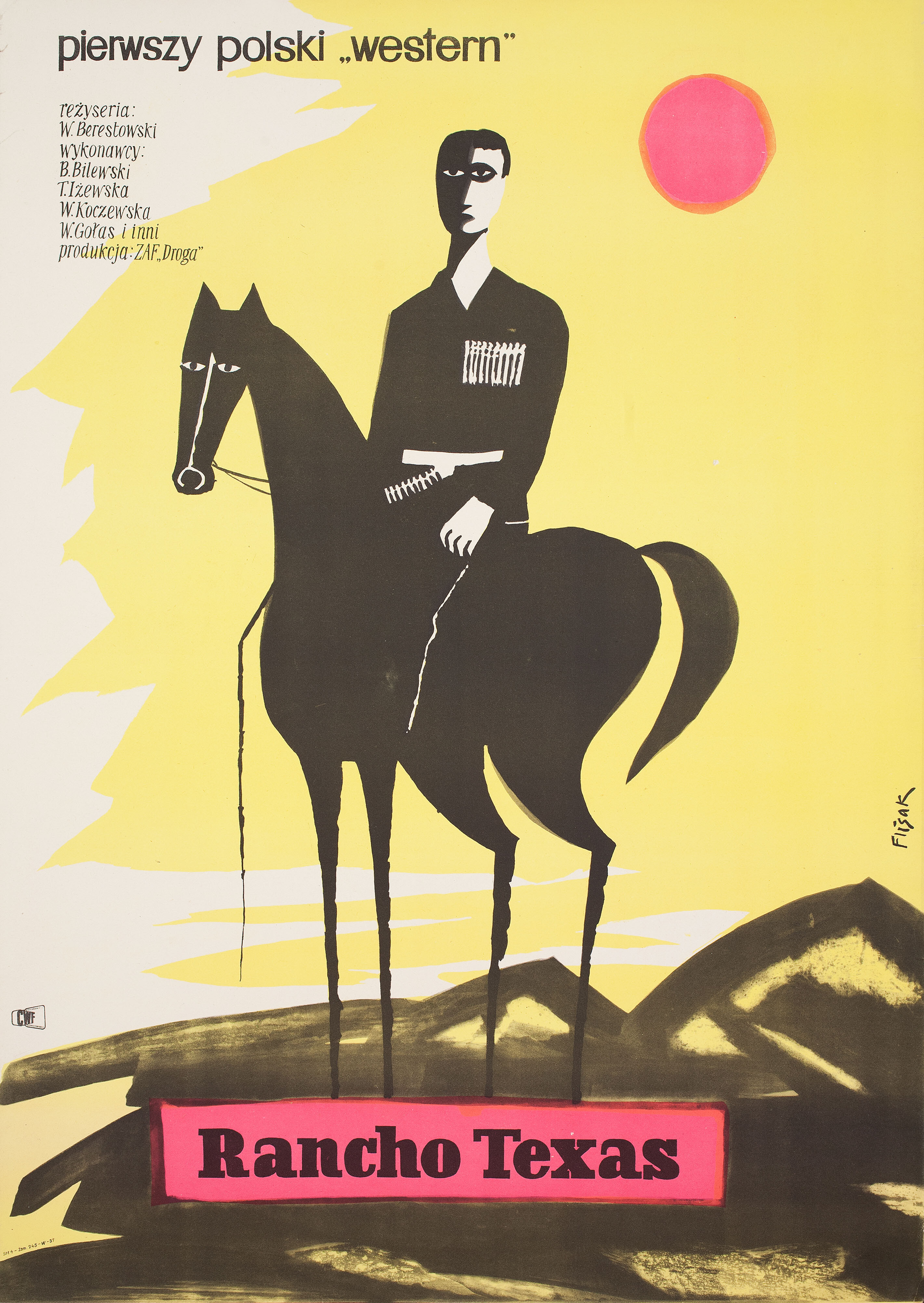 Ранчо Техас (Rancho Texas, 1959), режиссёр Вадим Берестовский, польский плакат к фильму, 1959 год, автор Ежи Флисак