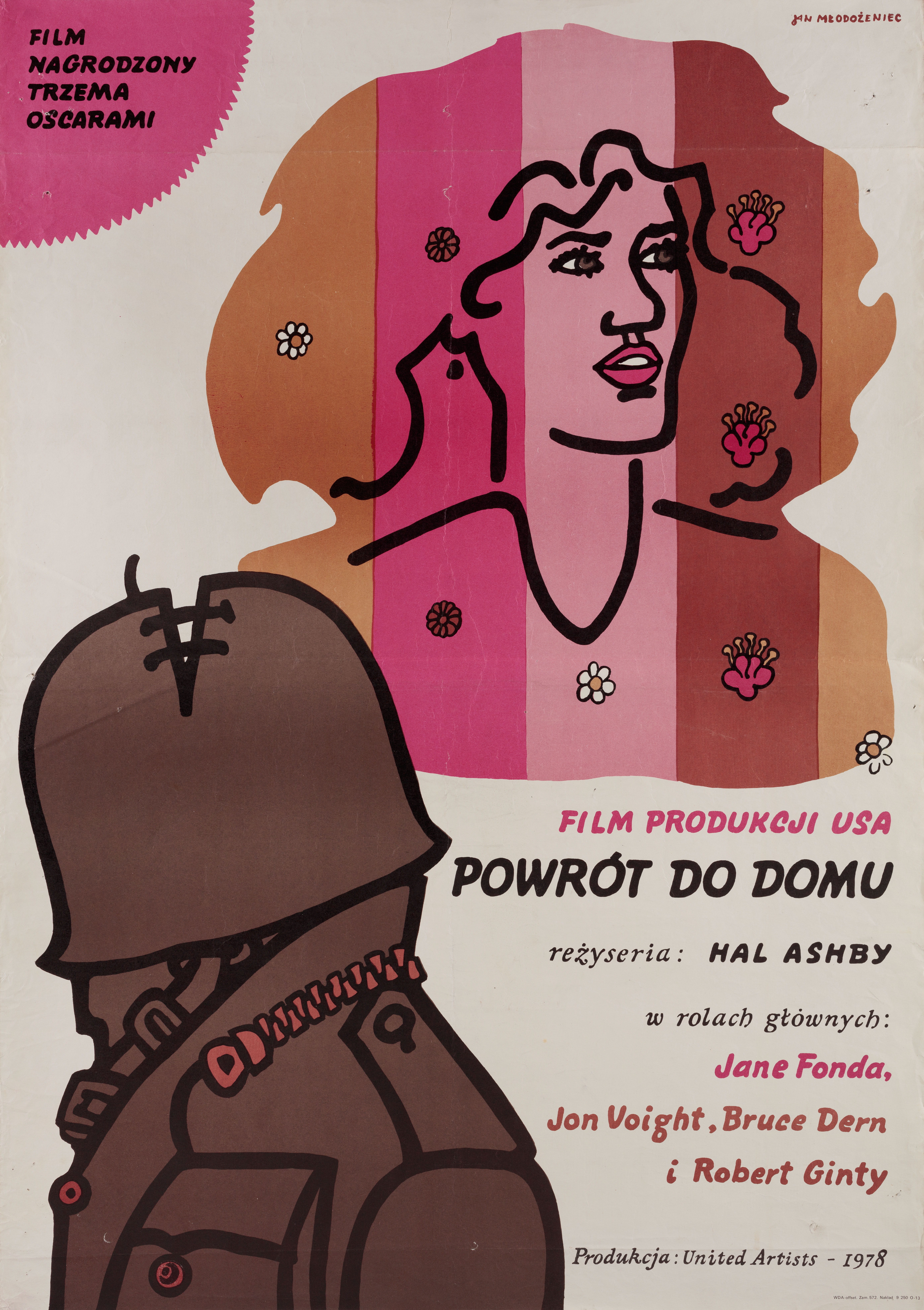 Возвращение домой (Coming Home, 1978), режиссёр Хэл Эшби, польский плакат к фильму, 1980 год, автор Ян Млодозенец