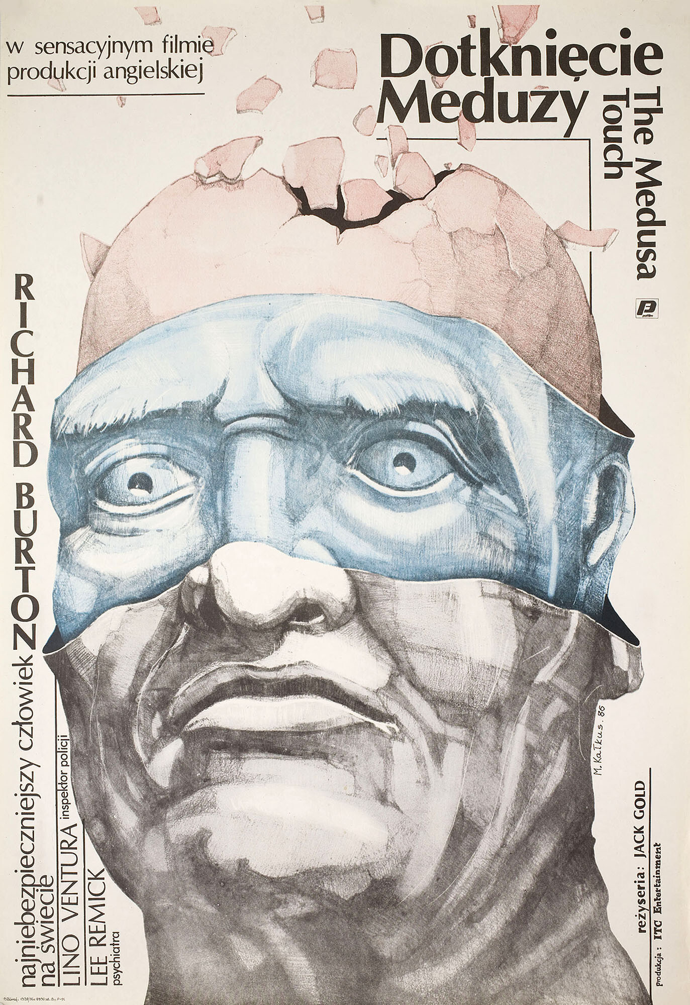 Прикосновение Медузы (The Medusa Touch, 1978), режиссёр Джек Голд, польский плакат к фильму, 1986 год, автор Мачей Калкус