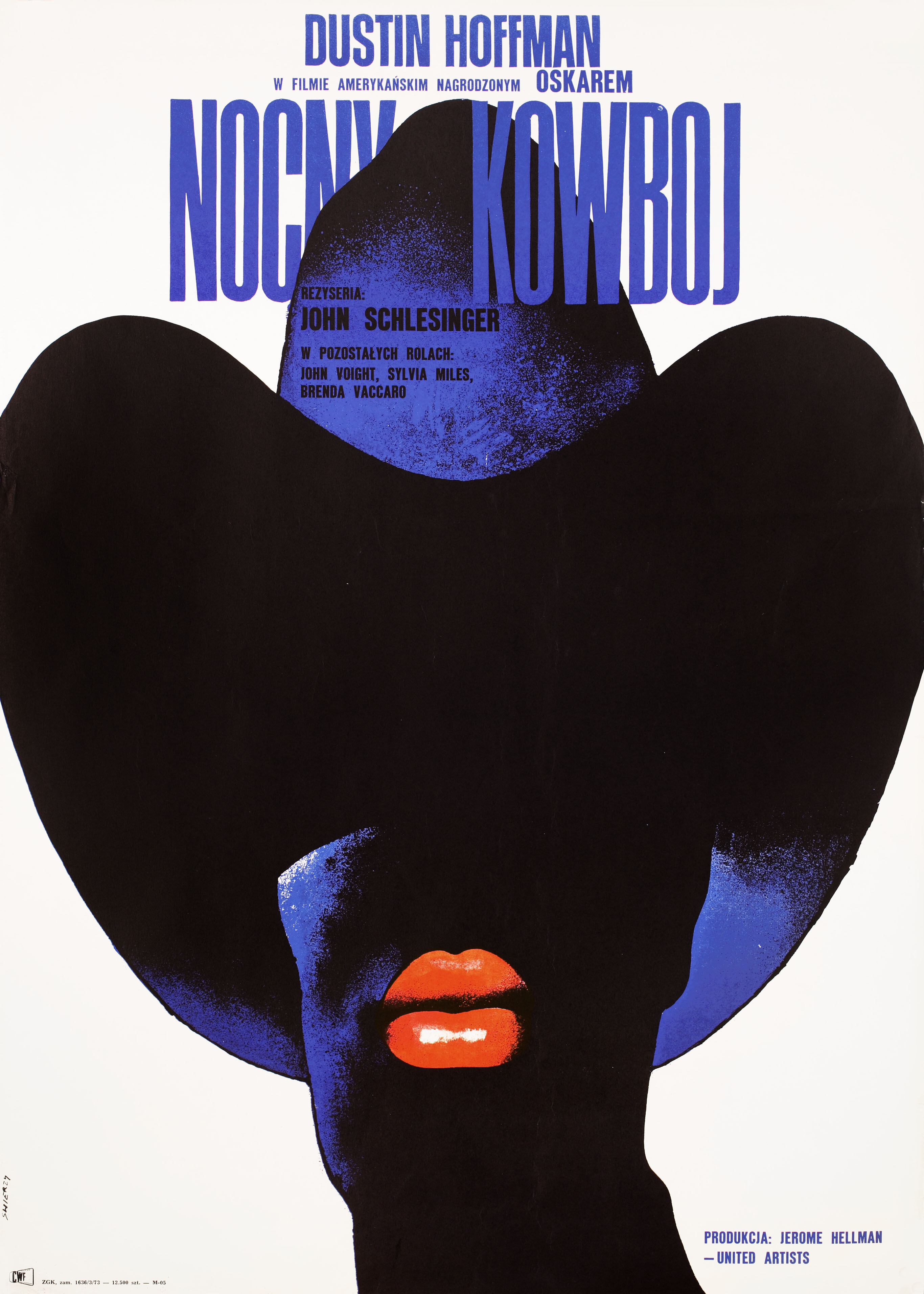 Полуночный ковбой (Midnight Cowboy, 1969), режиссёр Джон Шлезингер, польский плакат к фильму, 1969 год, автор Вальдемар Свежи