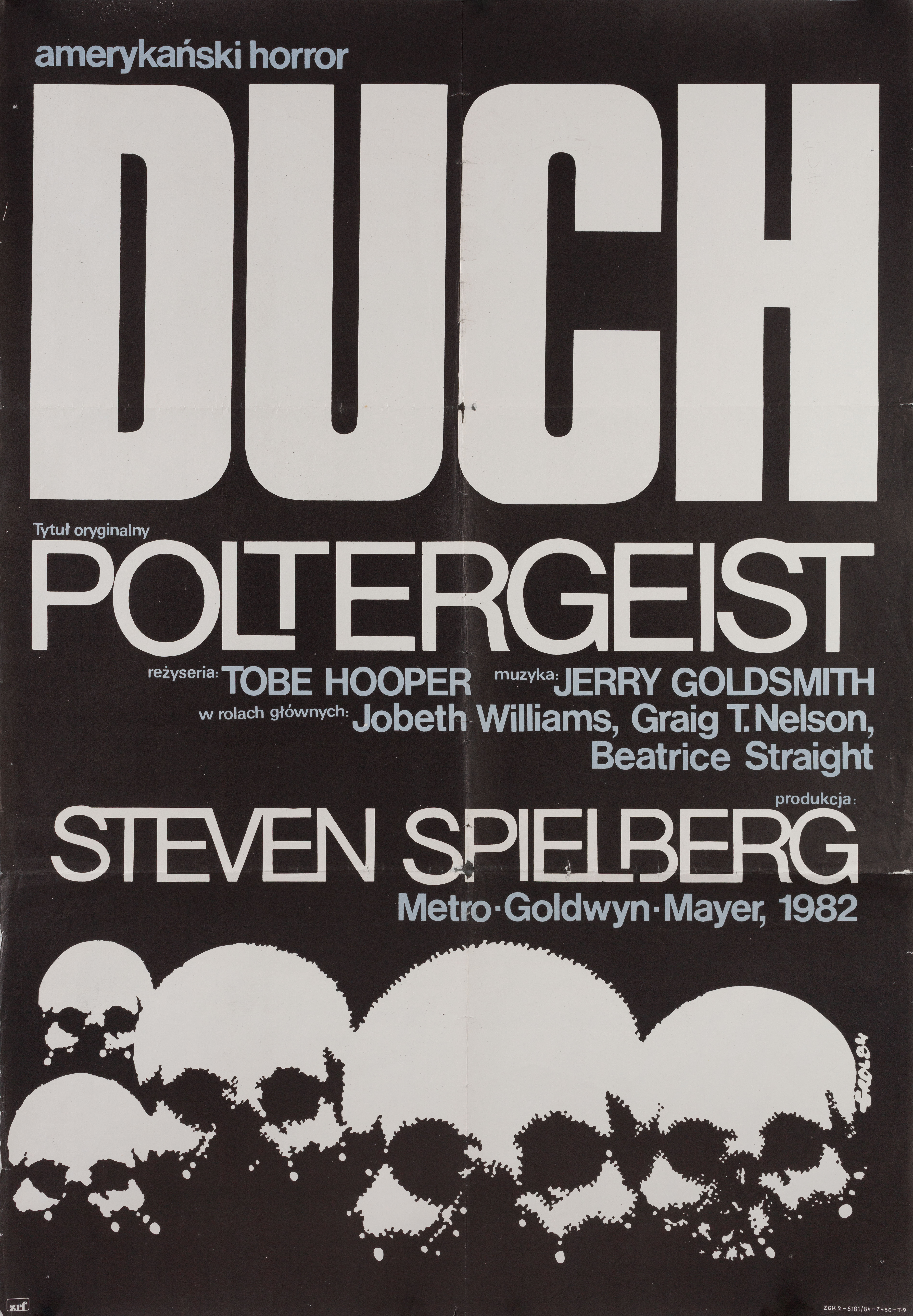 Полтергейст (Poltergeist, 1982), режиссёр Тоуб Хупер, польский плакат к фильму, 1984 год, автор Якуб Эрол