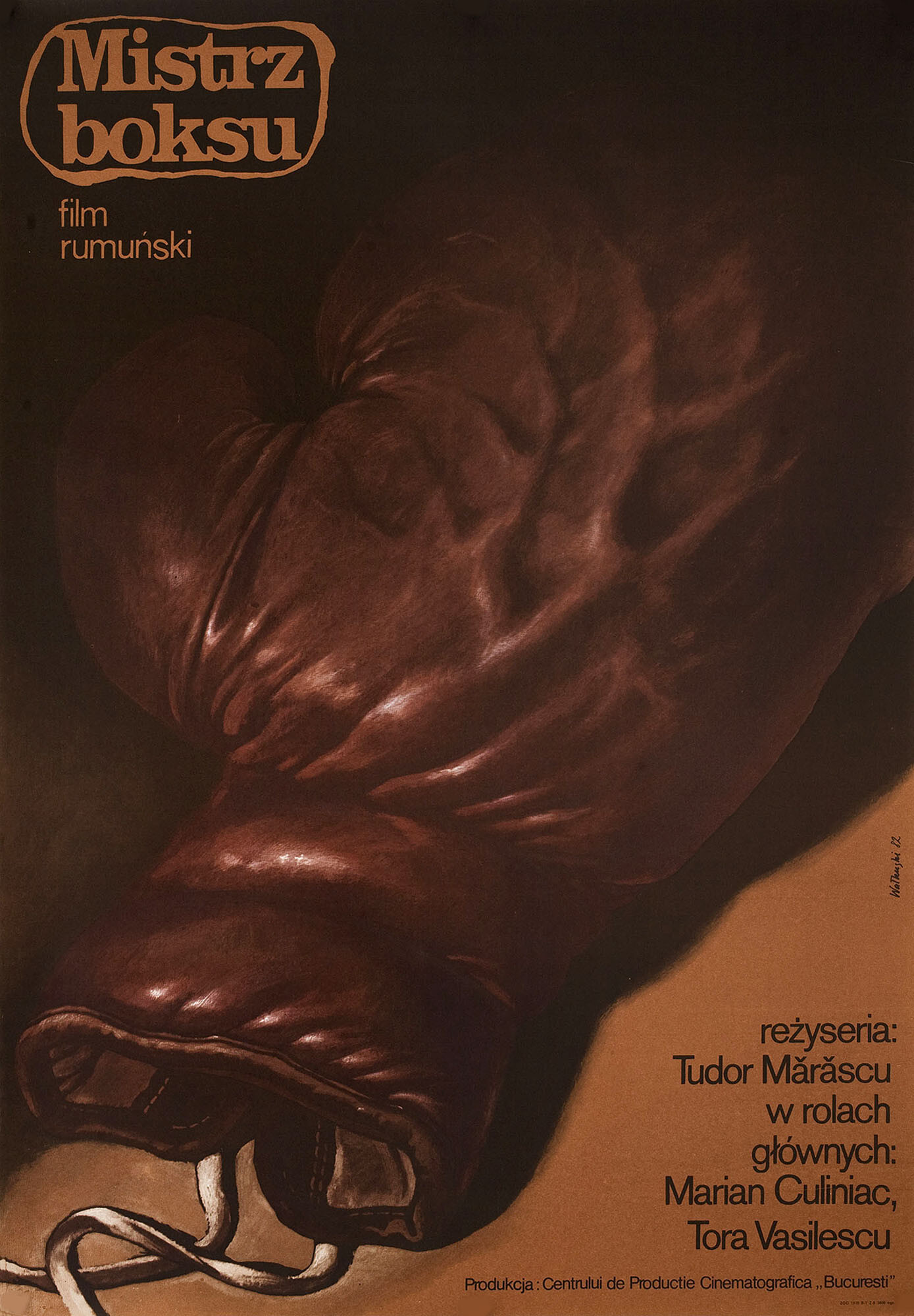 Победитель (The Winner, 1981), режиссёр Тудор Марашку, польский плакат к фильму, 1982 год, автор Веслав Валкуски